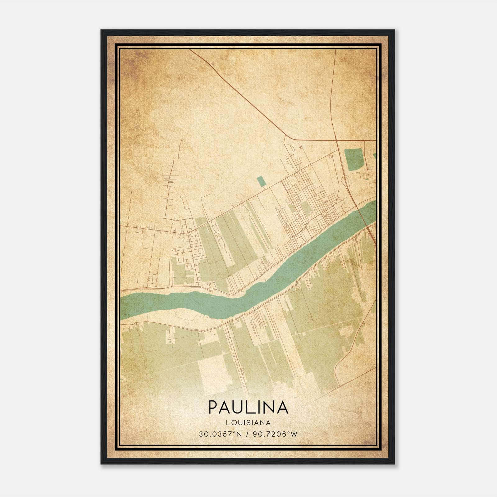 Vintage Paulina Louisiana Map Poster, Paulina LA City Road Wall Art Print Vintage Paulina Louisiana Map Poster, Paulina LA City Road Wall Art Print