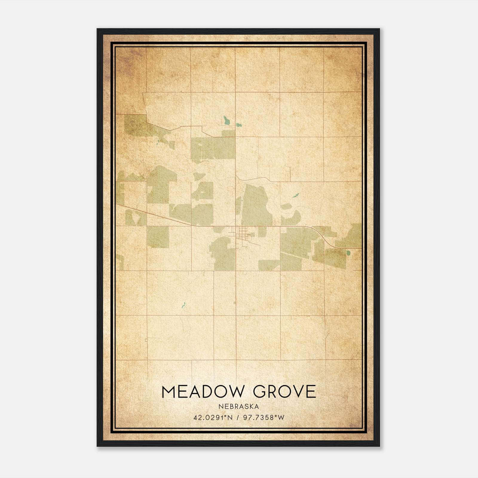 Vintage Meadow Grove Nebraska Map Poster, Meadow Grove NE City Road Wall Art Print Vintage Meadow Grove Nebraska Map Poster, Meadow Grove NE City Road Wall Art Print