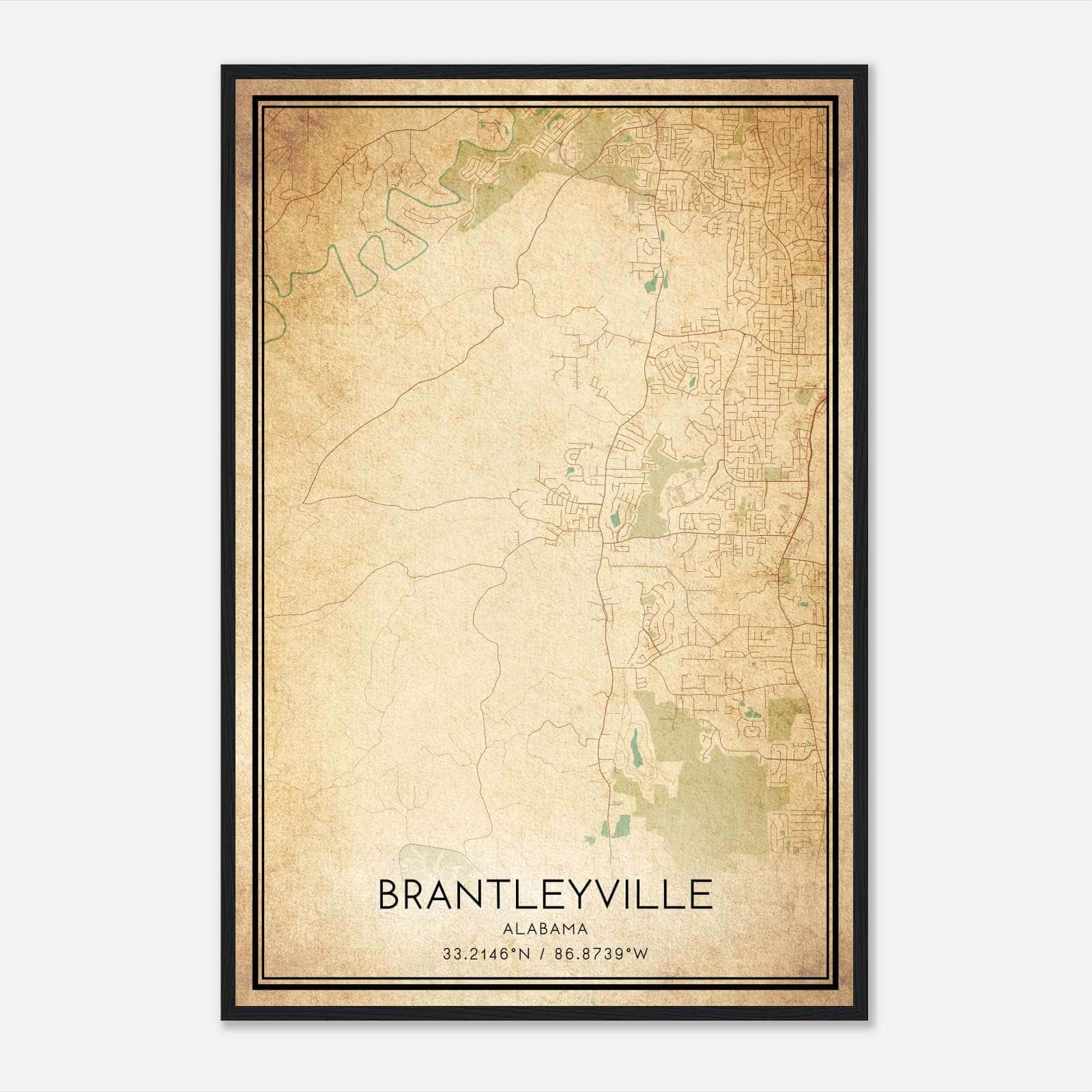 Vintage Brantleyville Alabama Map Poster, Brantleyville AL City Road Wall Art Print Vintage Brantleyville Alabama Map Poster, Brantleyville AL City Road Wall Art Print