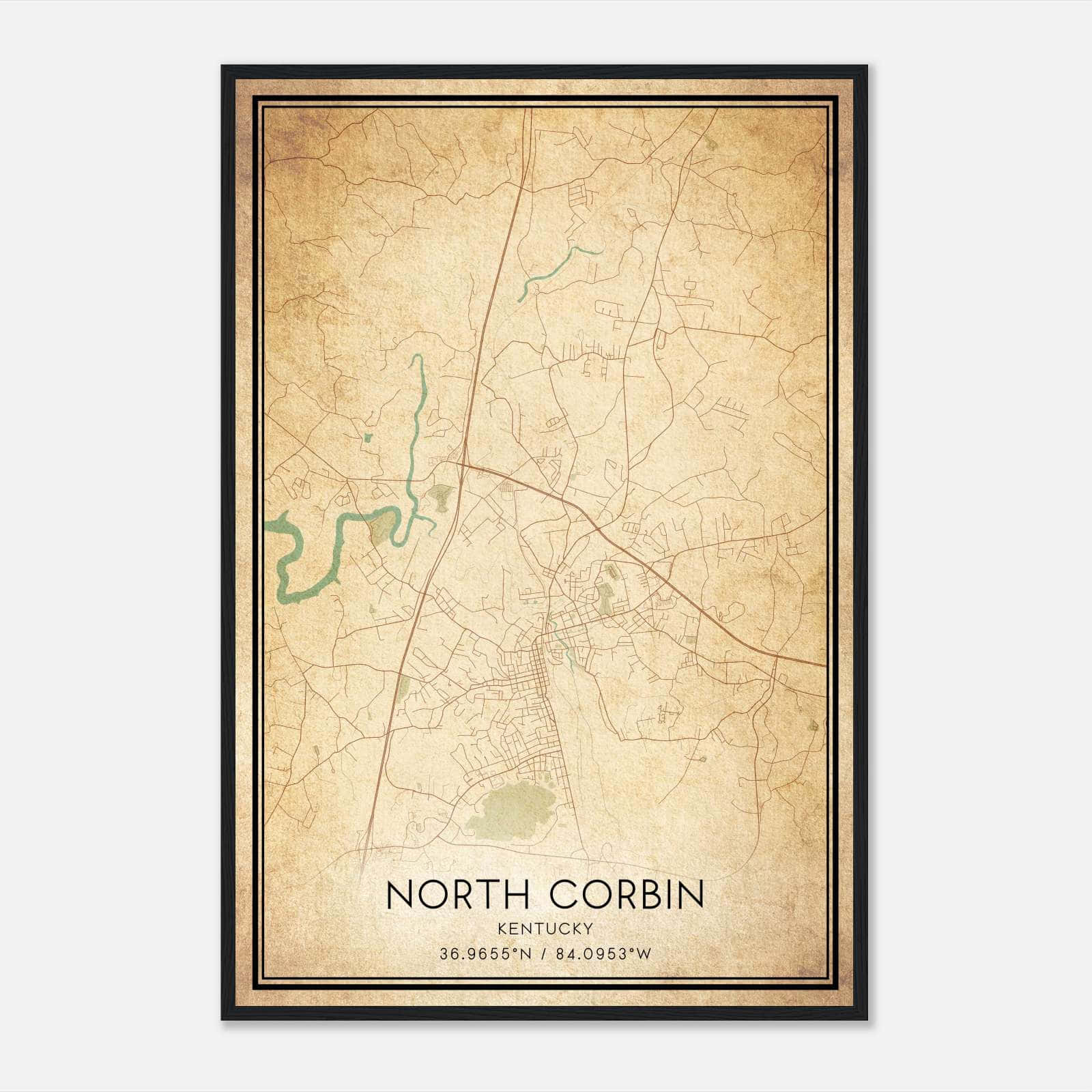 Vintage North Corbin Kentucky Map Poster, North Corbin KY City Road Wall Art Print Vintage North Corbin Kentucky Map Poster, North Corbin KY City Road Wall Art Print