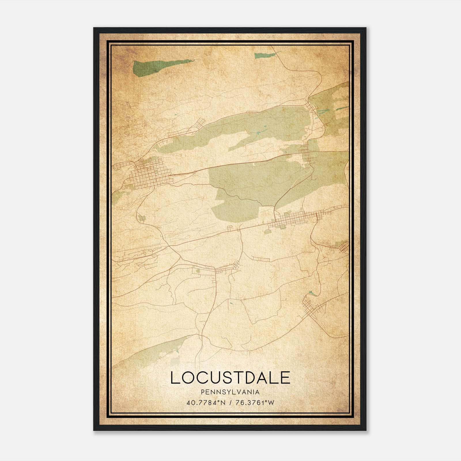 Vintage Locustdale Pennsylvania Map Poster, Locustdale PA City Road Wall Art Print Vintage Locustdale Pennsylvania Map Poster, Locustdale PA City Road Wall Art Print