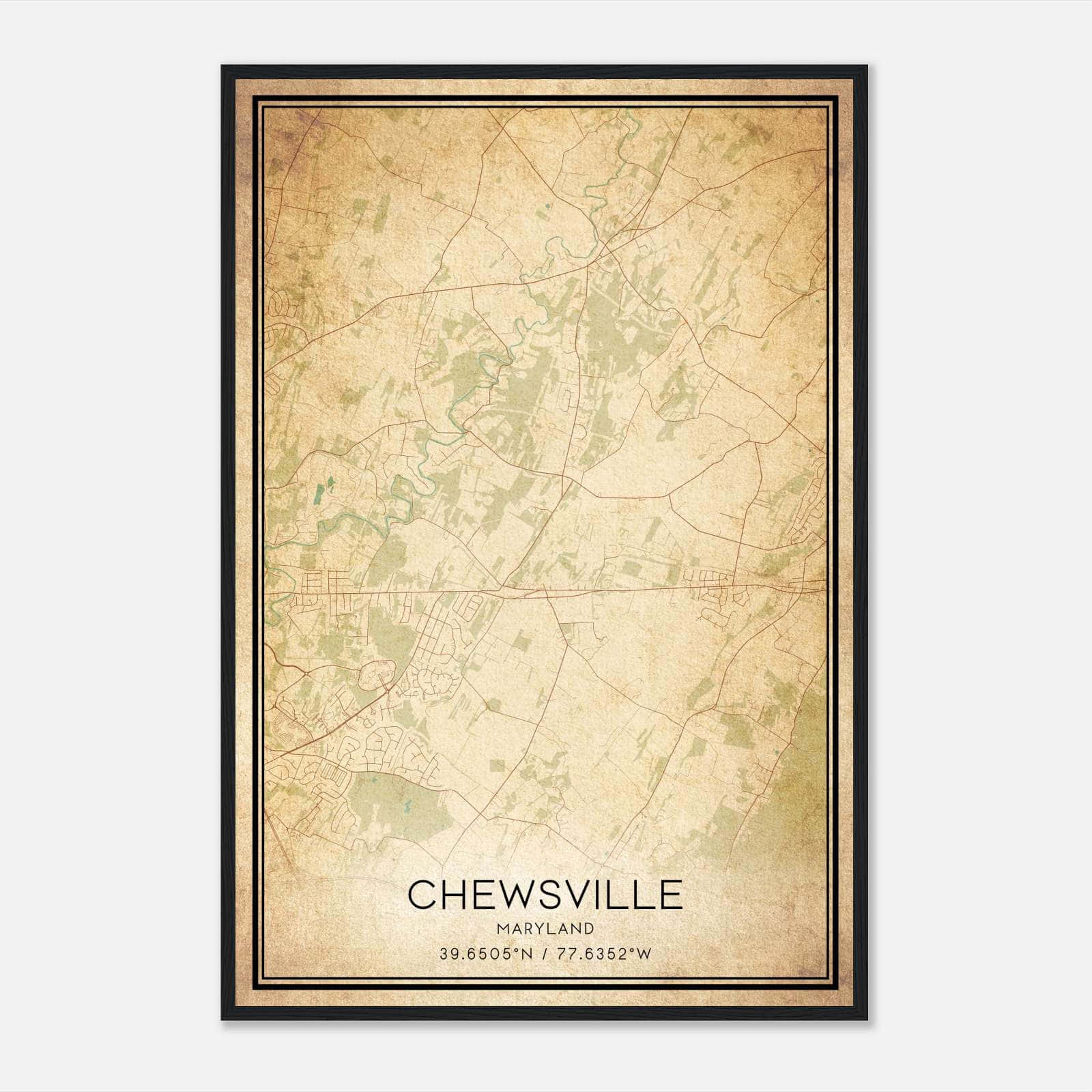Vintage Chewsville Maryland Map Poster, Chewsville MD City Road Wall Art Print Vintage Chewsville Maryland Map Poster, Chewsville MD City Road Wall Art Print