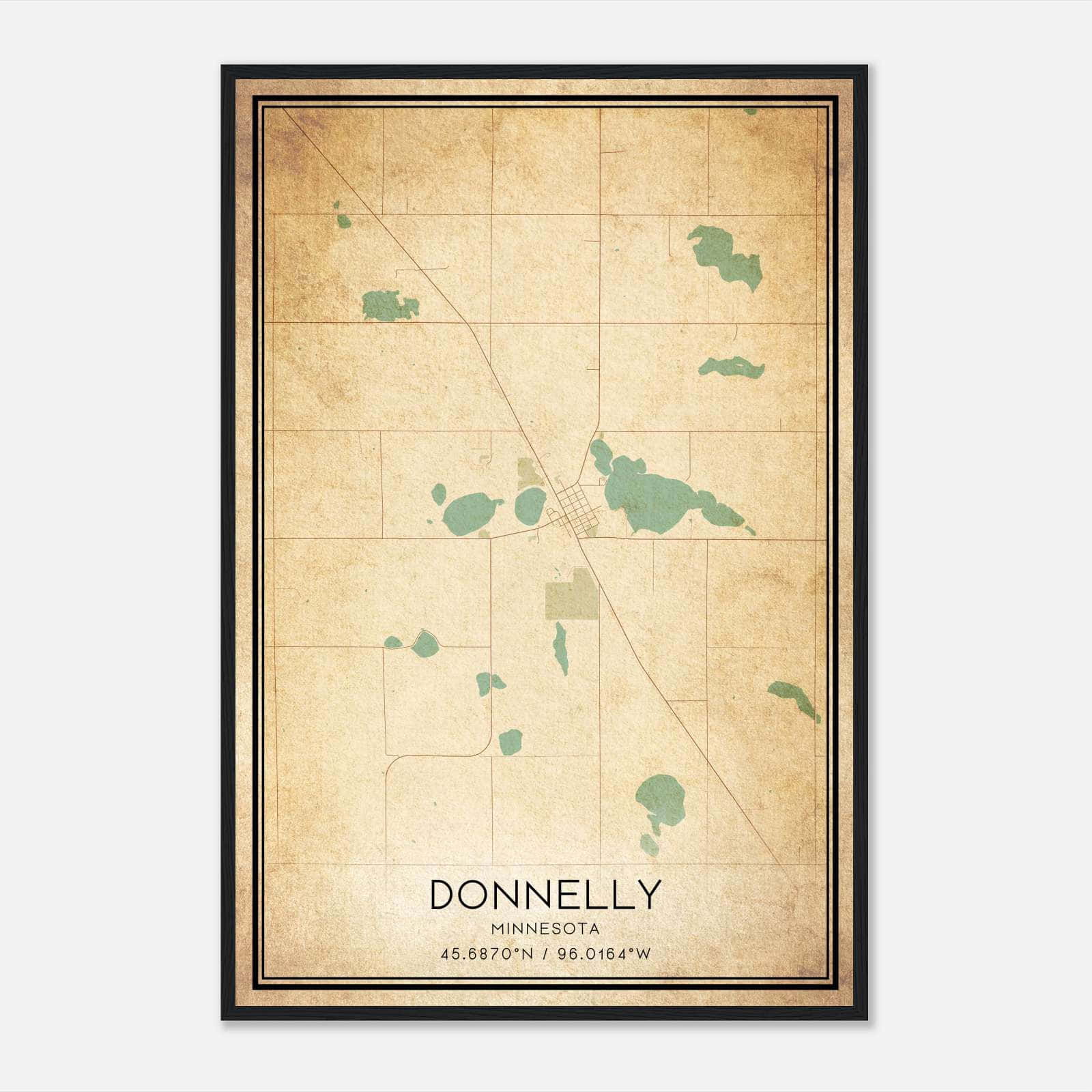Vintage Donnelly Minnesota Map Poster, Donnelly MN City Road Wall Art Print Vintage Donnelly Minnesota Map Poster, Donnelly MN City Road Wall Art Print