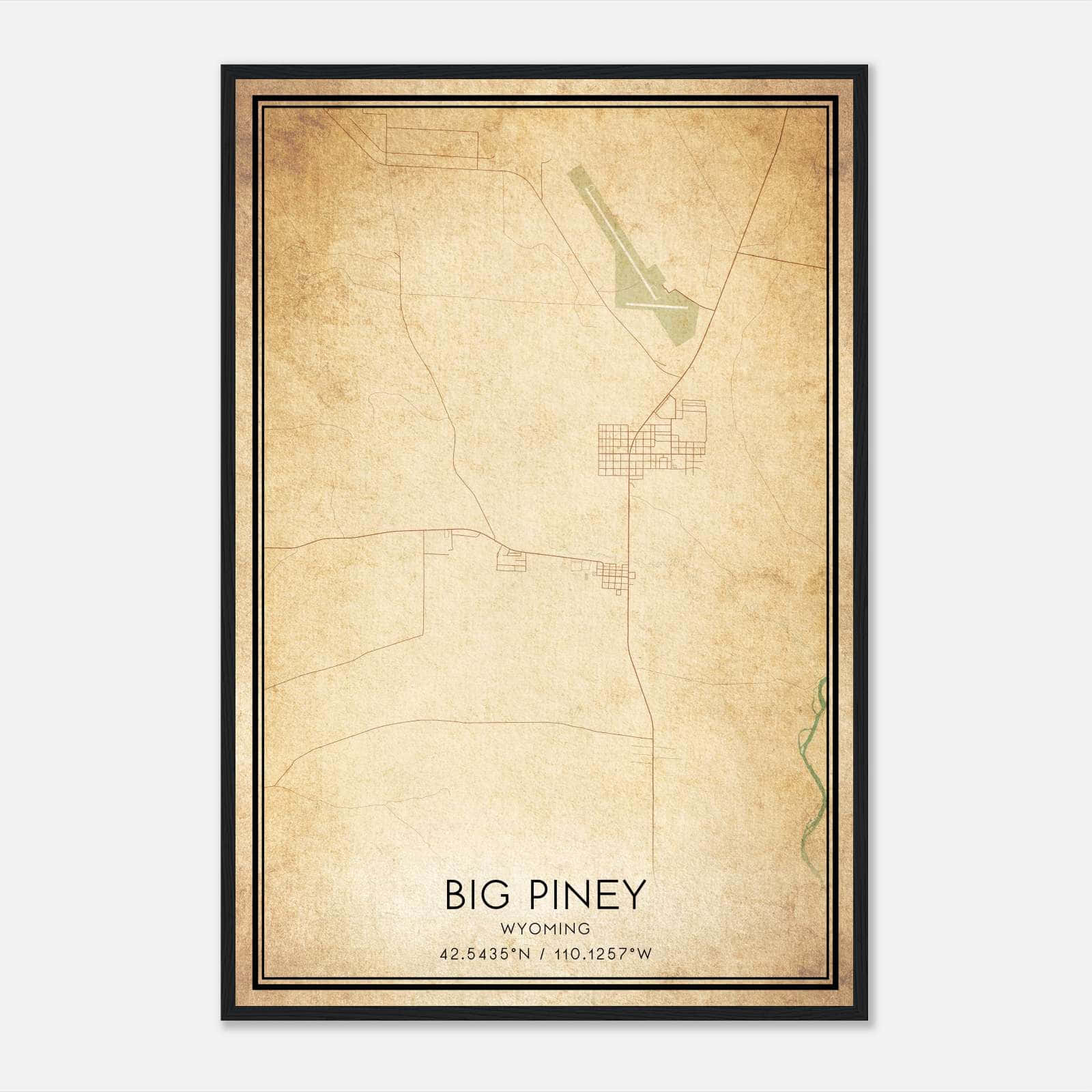 Vintage Big Piney Wyoming Map Poster, Big Piney WY City Road Wall Art Print Vintage Big Piney Wyoming Map Poster, Big Piney WY City Road Wall Art Print