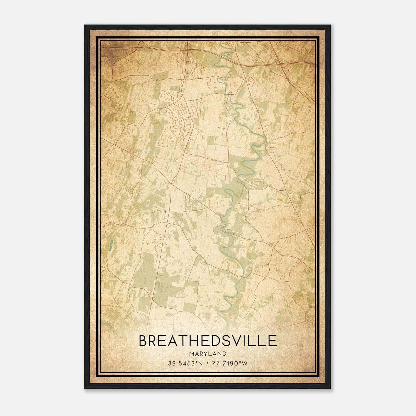 Vintage Breathedsville Maryland Map Poster, Breathedsville MD City Road Wall Art Print Vintage Breathedsville Maryland Map Poster, Breathedsville MD City Road Wall Art Print