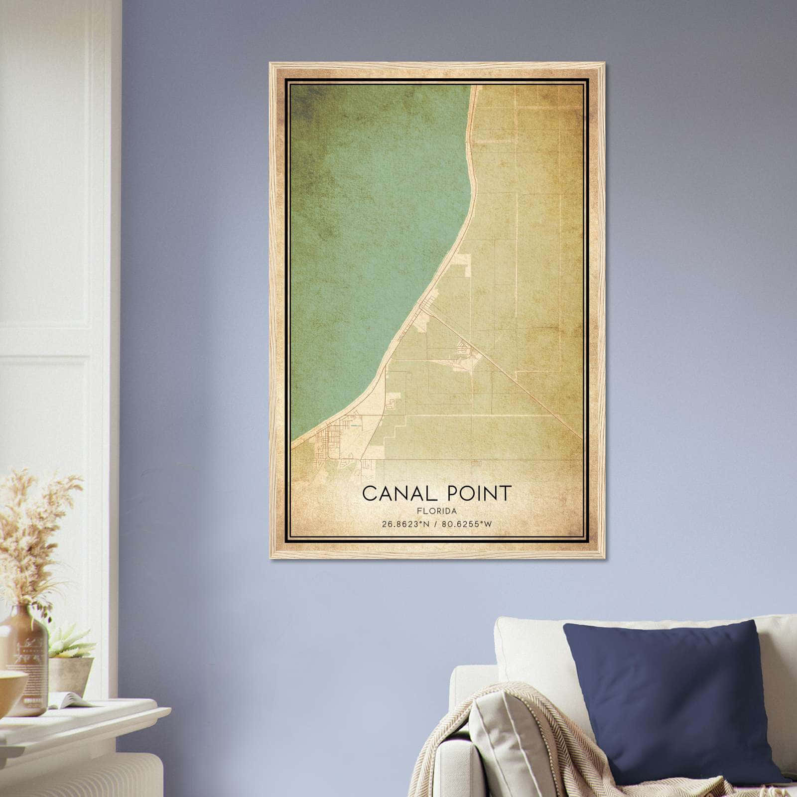 Vintage Canal Point Florida Map Poster, Canal Point FL City Road Wall Art Print