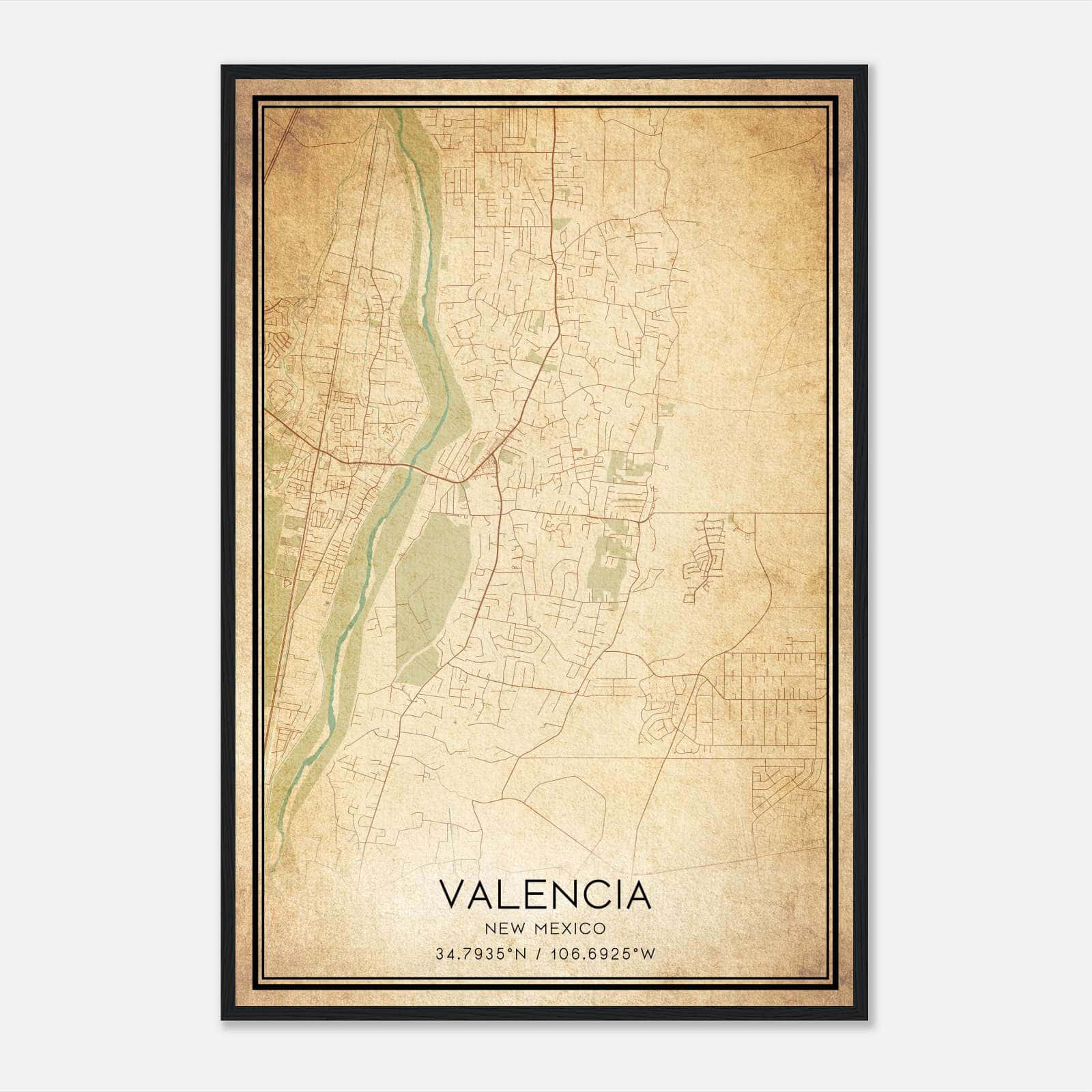 Vintage Valencia New Mexico Map Poster, Valencia NM City Road Wall Art Print Vintage Valencia New Mexico Map Poster, Valencia NM City Road Wall Art Print