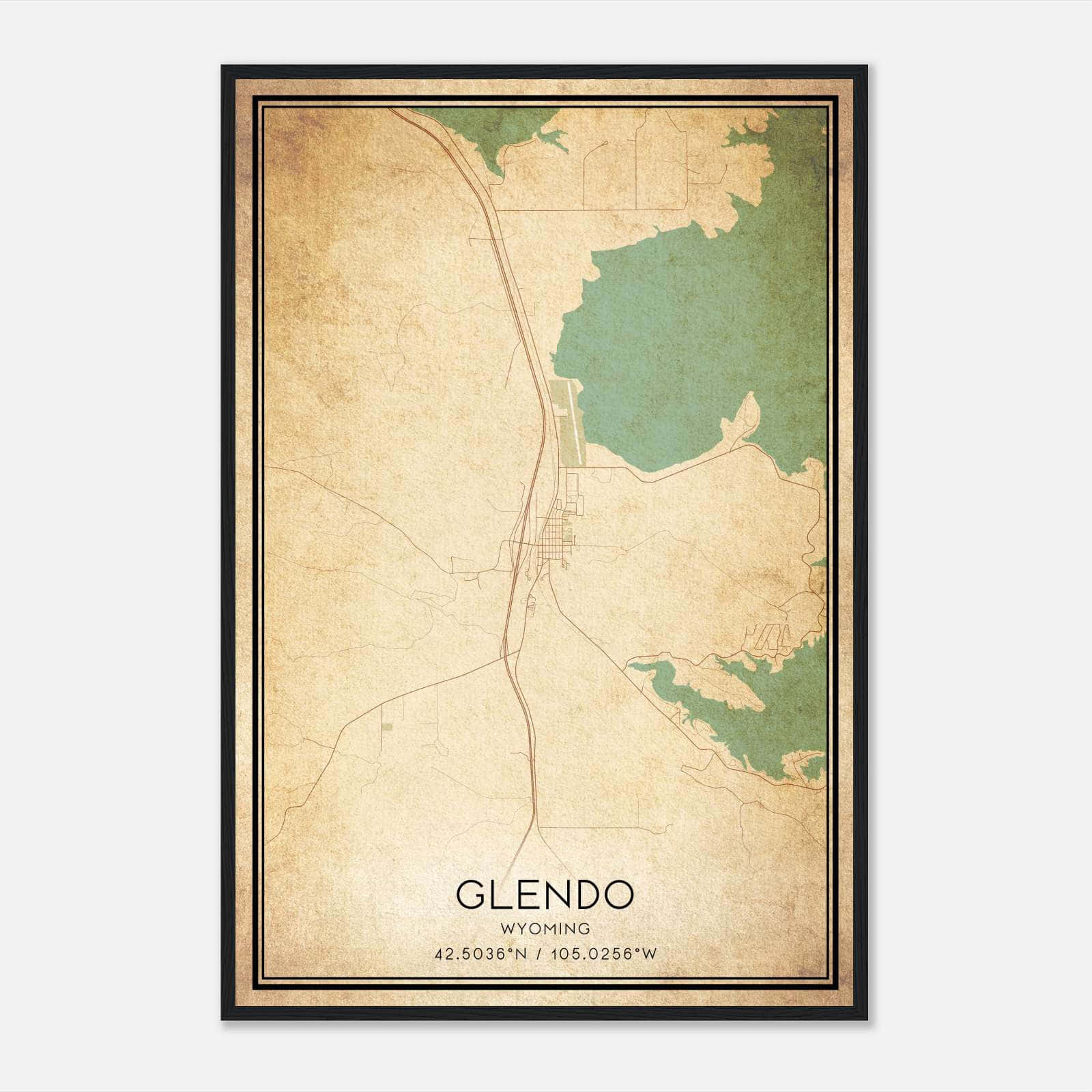 Vintage Glendo Wyoming Map Poster, Glendo WY City Road Wall Art Print Vintage Glendo Wyoming Map Poster, Glendo WY City Road Wall Art Print