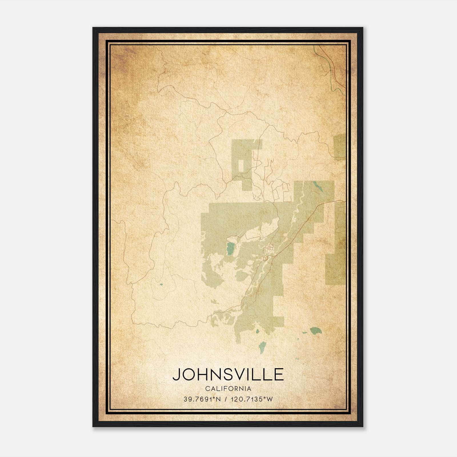 Vintage Johnsville California Map Poster, Johnsville CA City Road Wall Art Print Vintage Johnsville California Map Poster, Johnsville CA City Road Wall Art Print