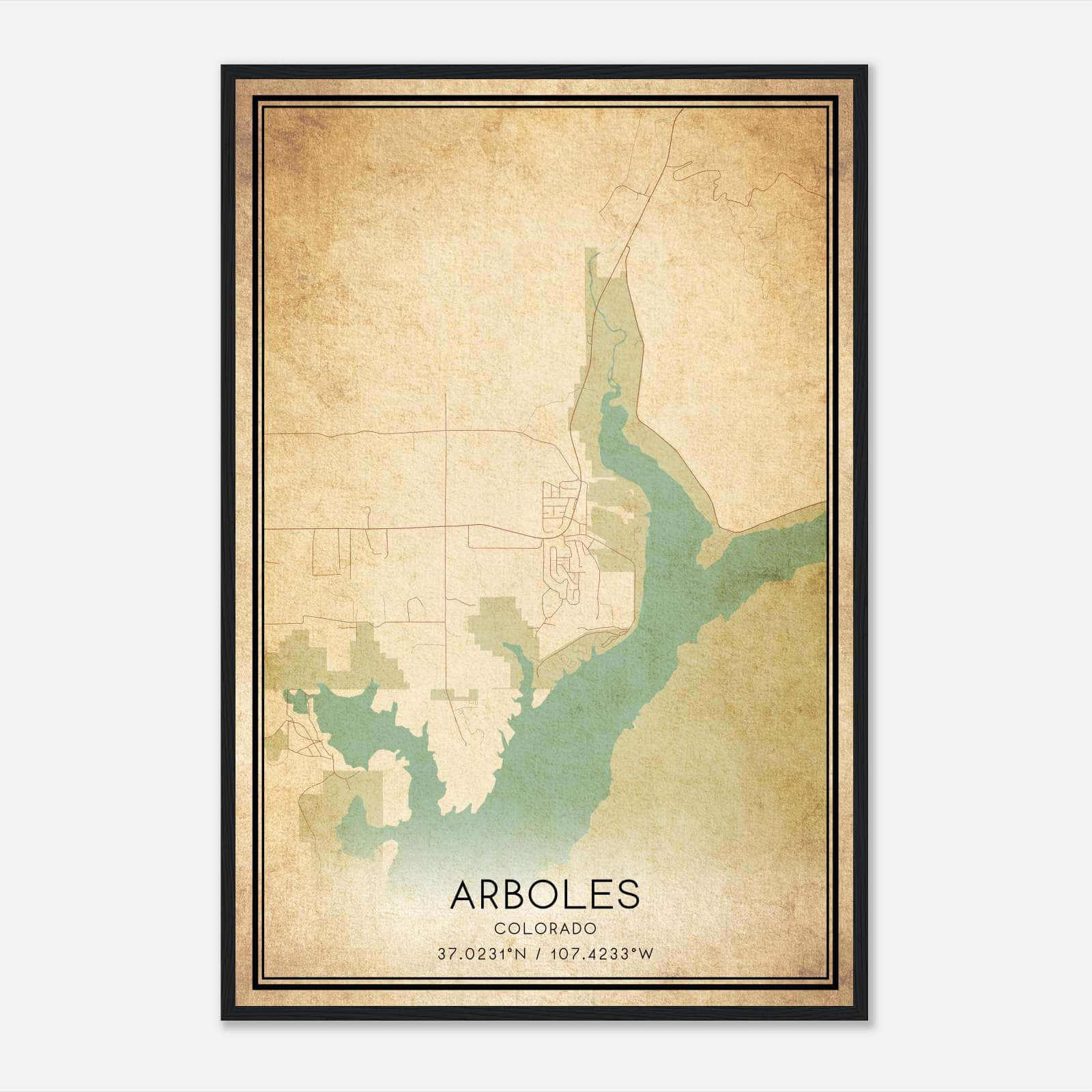 Vintage Arboles Colorado Map Poster, Arboles CO City Road Wall Art Print Vintage Arboles Colorado Map Poster, Arboles CO City Road Wall Art Print