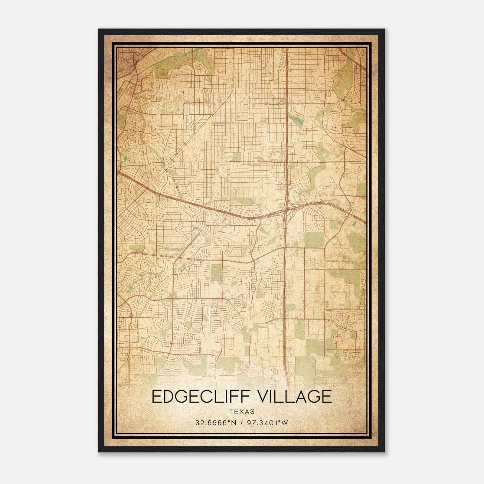 Vintage Edgecliff Village Texas Map Poster, Edgecliff Village TX City Road Wall Art Print Vintage Edgecliff Village Texas Map Poster, Edgecliff Village TX City Road Wall Art Print