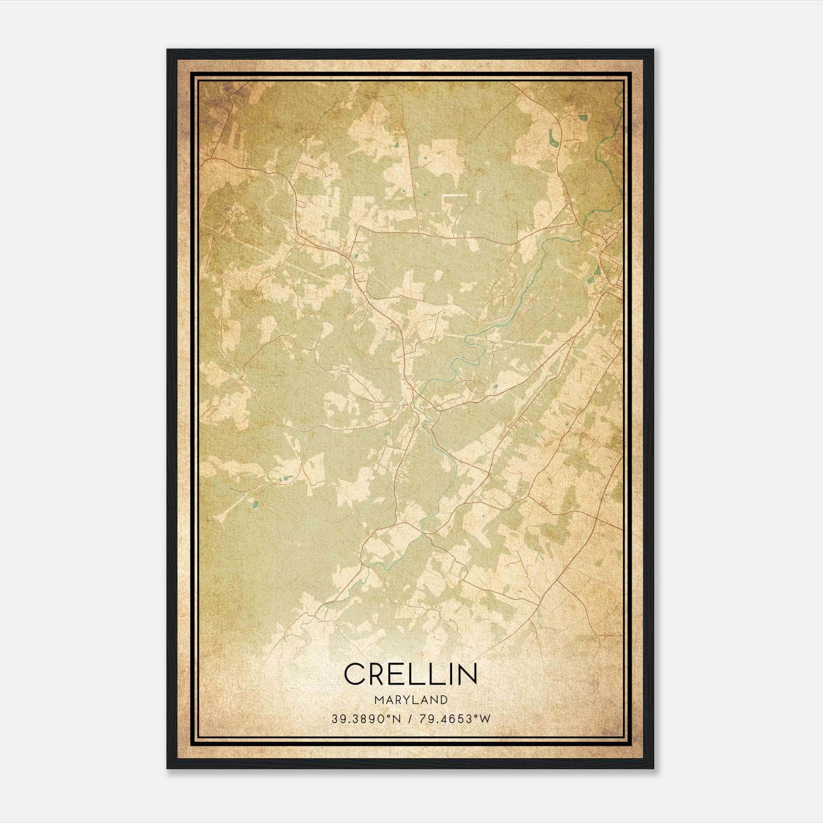 Vintage Crellin Maryland Map Poster, Crellin MD City Road Wall Art Print Vintage Crellin Maryland Map Poster, Crellin MD City Road Wall Art Print