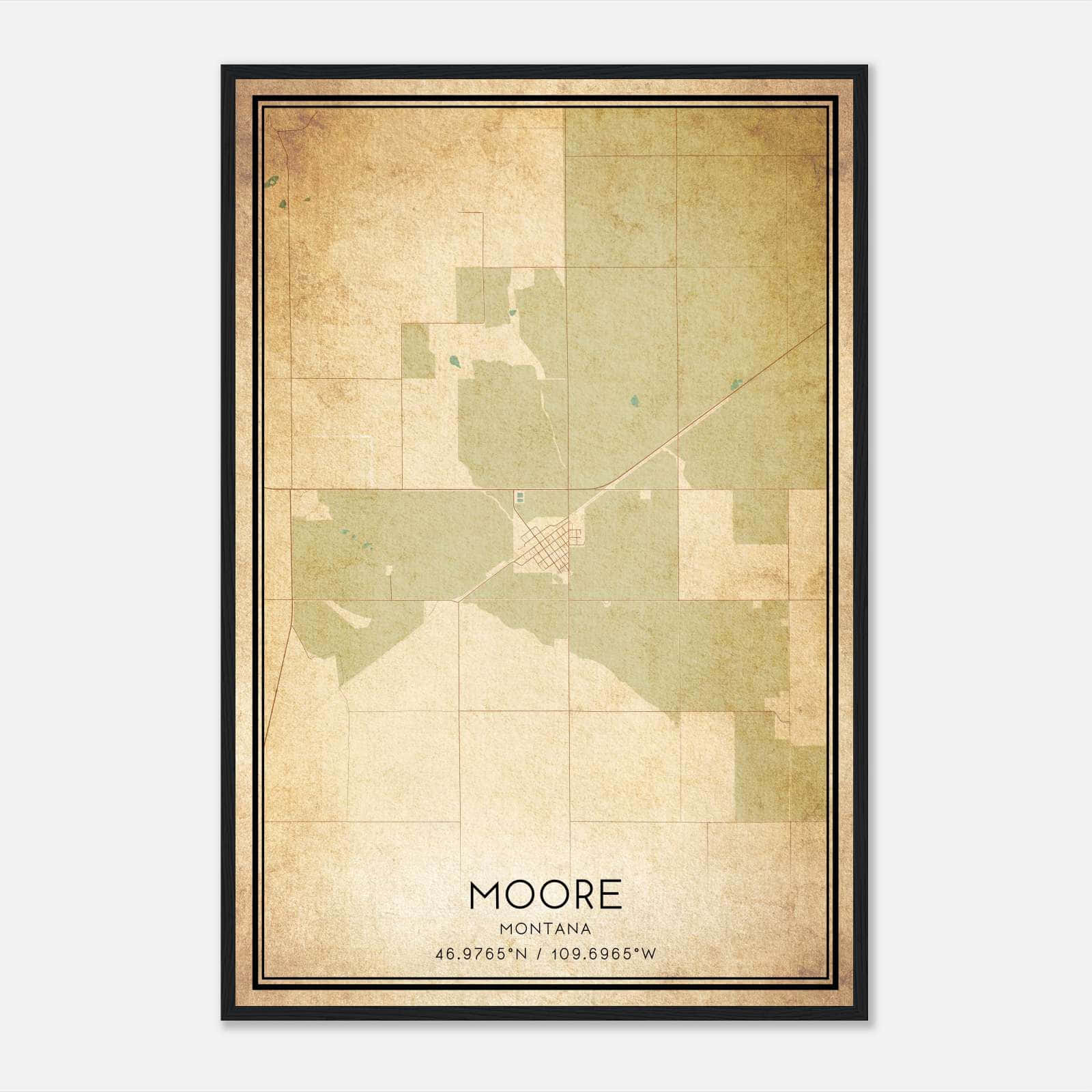 Vintage Moore Montana Map Poster, Moore MT City Road Wall Art Print Vintage Moore Montana Map Poster, Moore MT City Road Wall Art Print