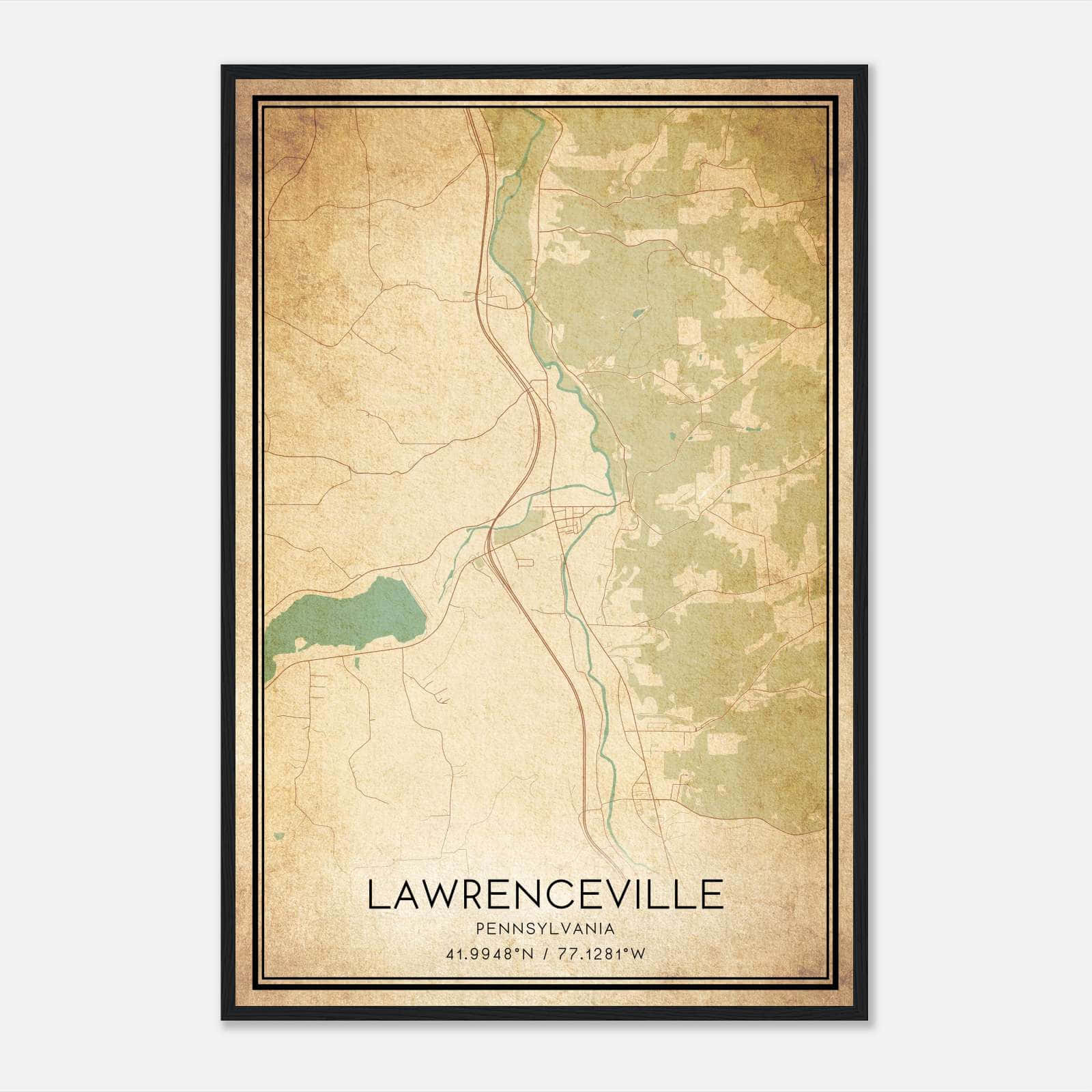 Vintage Lawrenceville Pennsylvania Map Poster, Lawrenceville PA City Road Wall Art Print Vintage Lawrenceville Pennsylvania Map Poster, Lawrenceville PA City Road Wall Art Print