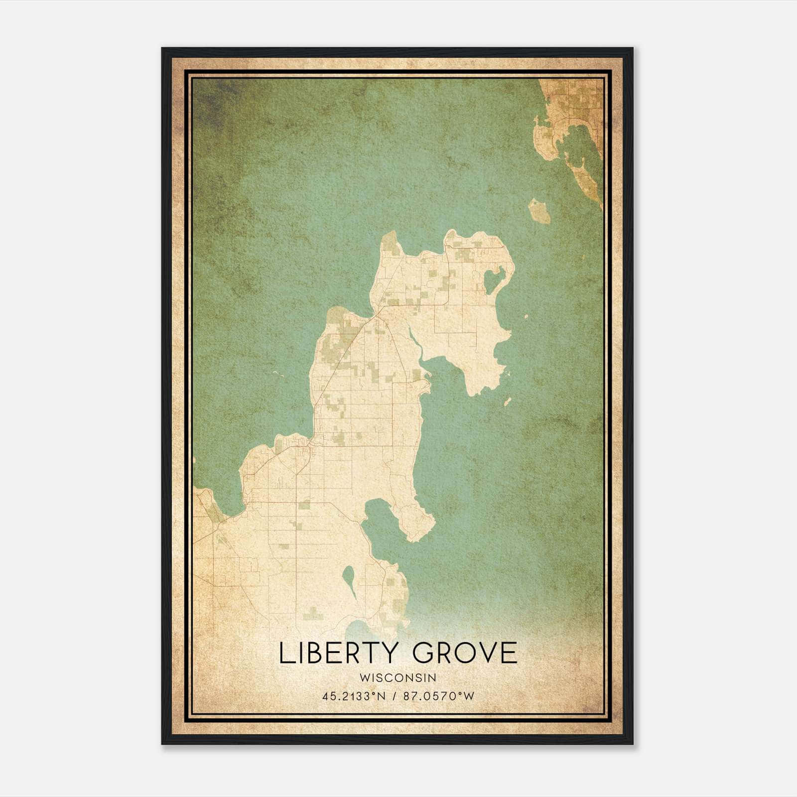 Vintage Liberty Grove Wisconsin Map Poster, Liberty Grove WI City Road Wall Art Print Vintage Liberty Grove Wisconsin Map Poster, Liberty Grove WI City Road Wall Art Print
