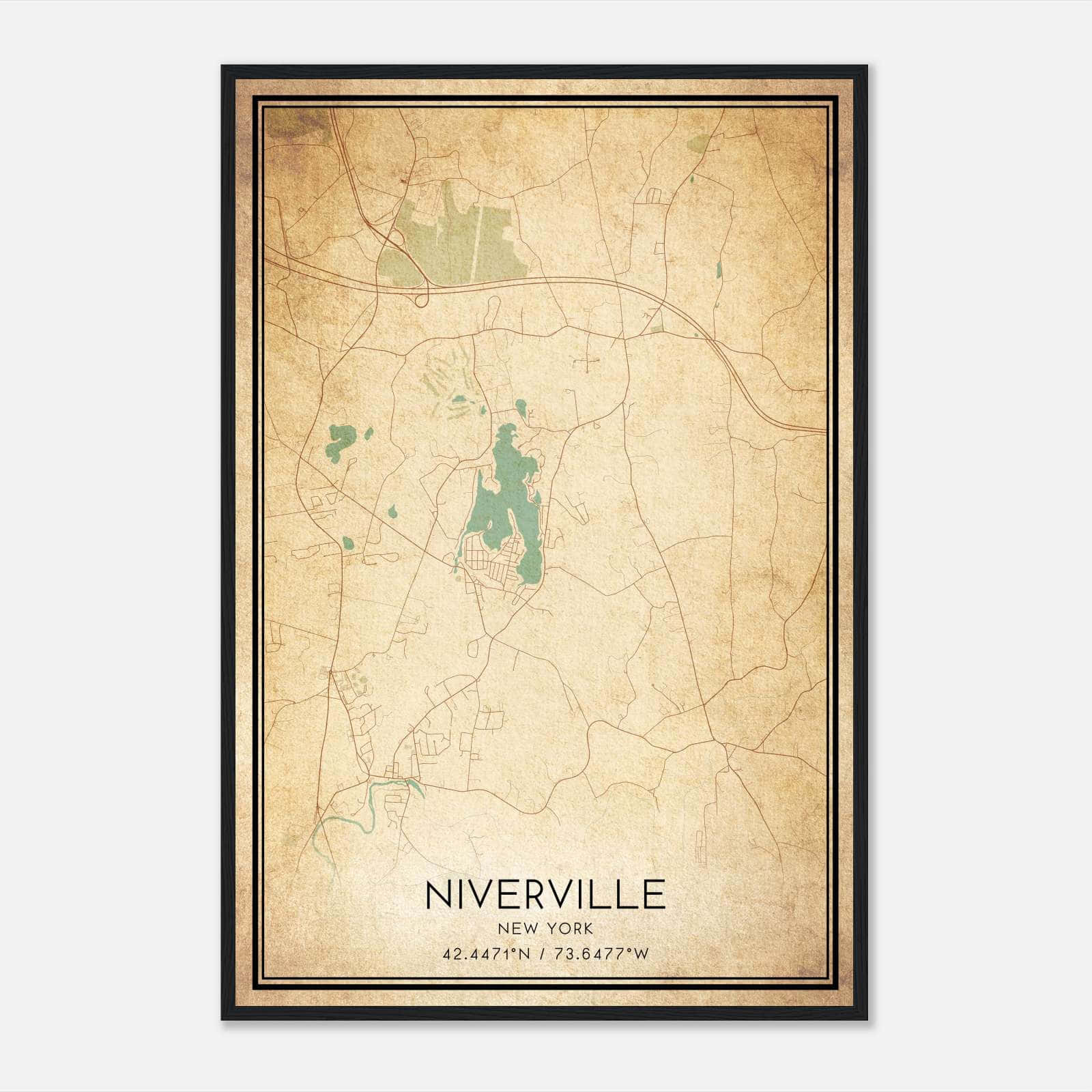 Vintage Niverville New York Map Poster, Niverville NY City Road Wall Art Print Vintage Niverville New York Map Poster, Niverville NY City Road Wall Art Print