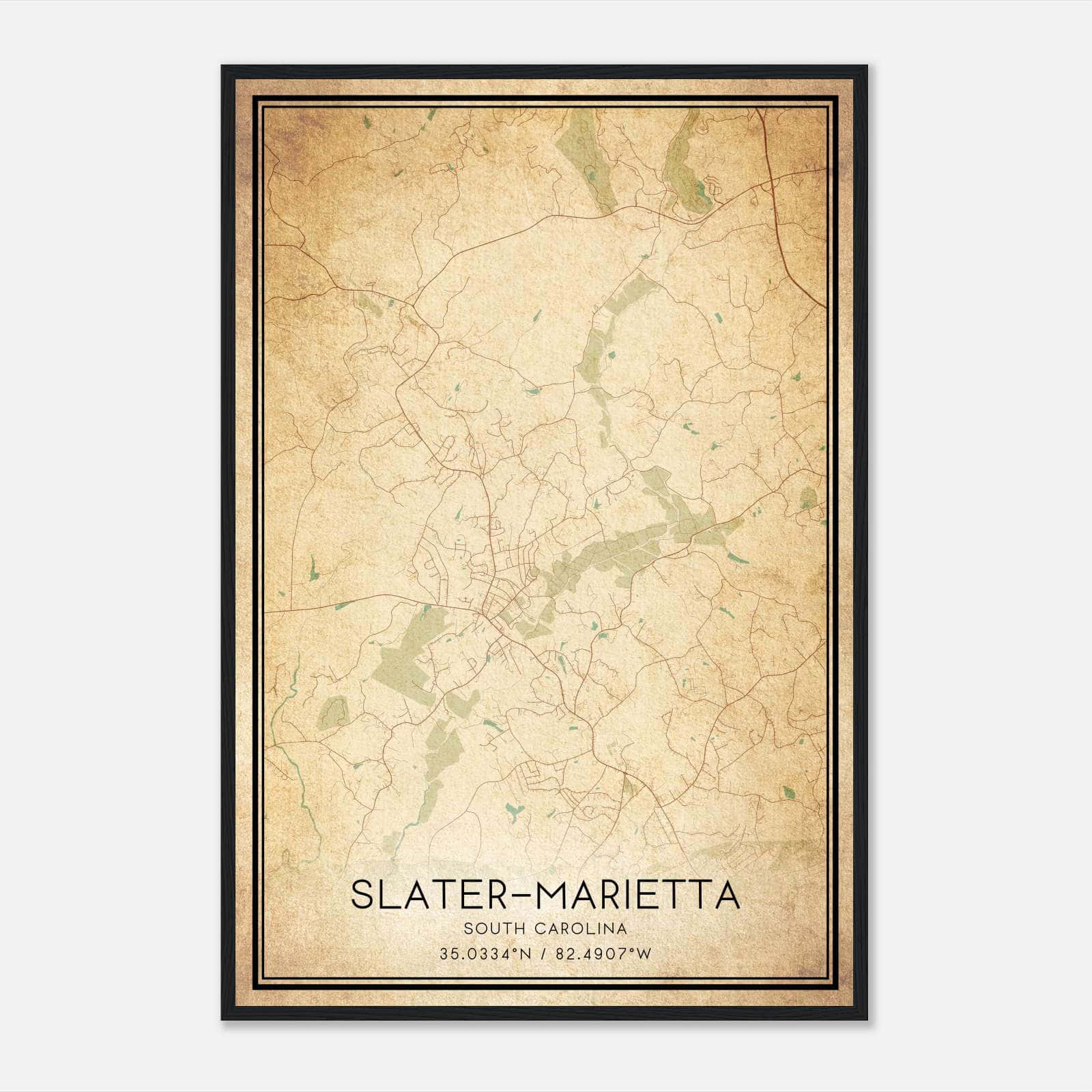 Vintage Slater-Marietta South Carolina Map Poster, Slater-Marietta SC City Road Wall Art Print Vintage Slater-Marietta South Carolina Map Poster, Slater-Marietta SC City Road Wall Art Print