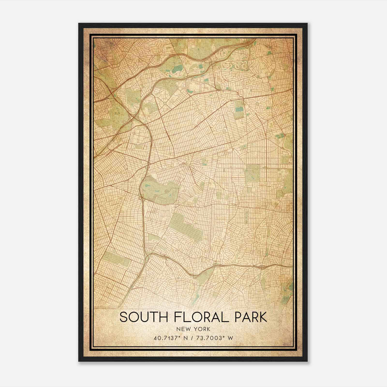 Vintage South Floral Park New York Map Poster, South Floral Park NY City Road Wall Art Print Vintage South Floral Park New York Map Poster, South Floral Park NY City Road Wall Art Print