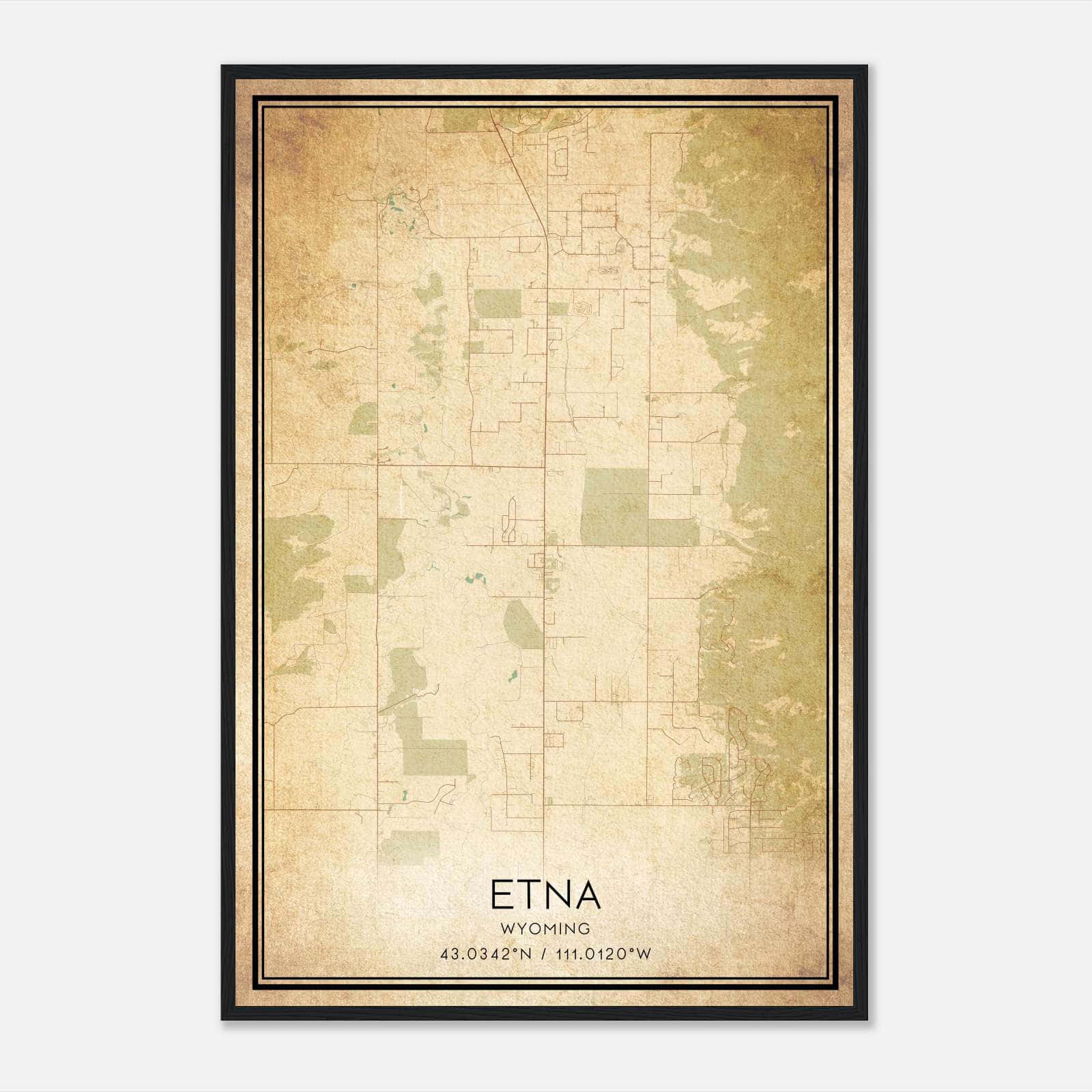 Vintage Etna Wyoming Map Poster, Etna WY City Road Wall Art Print Vintage Etna Wyoming Map Poster, Etna WY City Road Wall Art Print