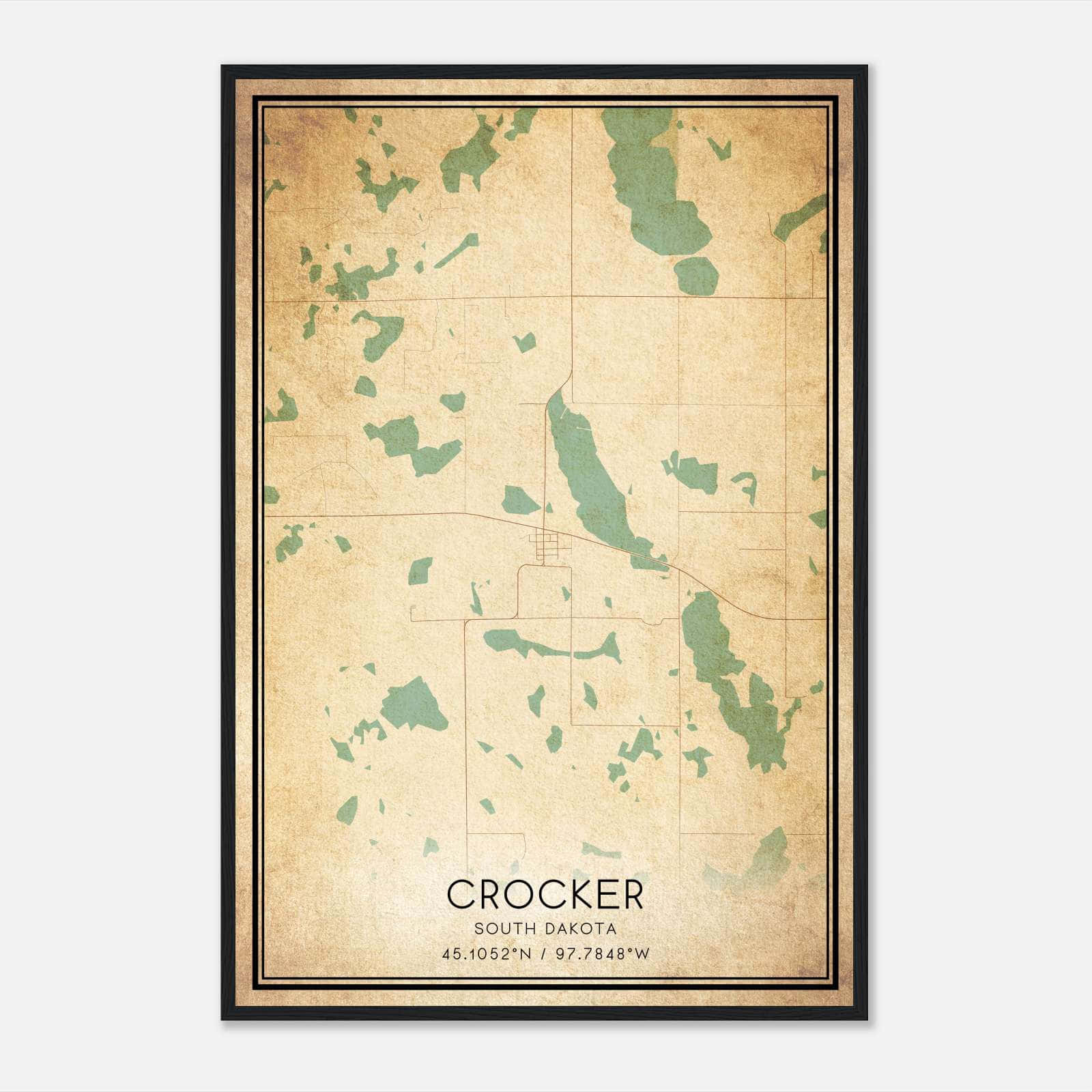 Vintage Crocker South Dakota Map Poster, Crocker SD City Road Wall Art Print Vintage Crocker South Dakota Map Poster, Crocker SD City Road Wall Art Print