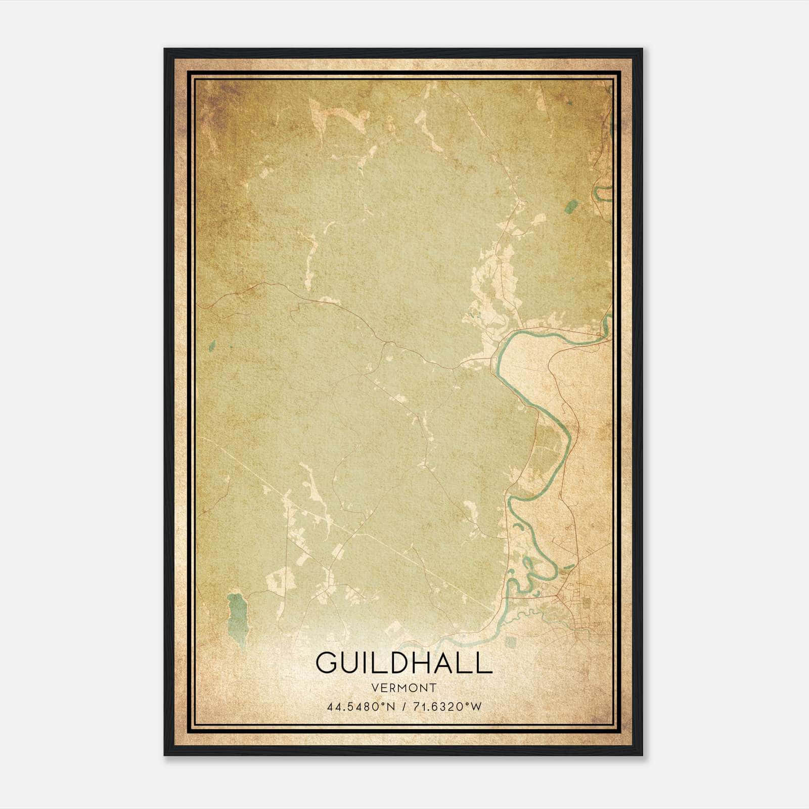 Vintage Guildhall Vermont Map Poster, Guildhall VT City Road Wall Art Print Vintage Guildhall Vermont Map Poster, Guildhall VT City Road Wall Art Print
