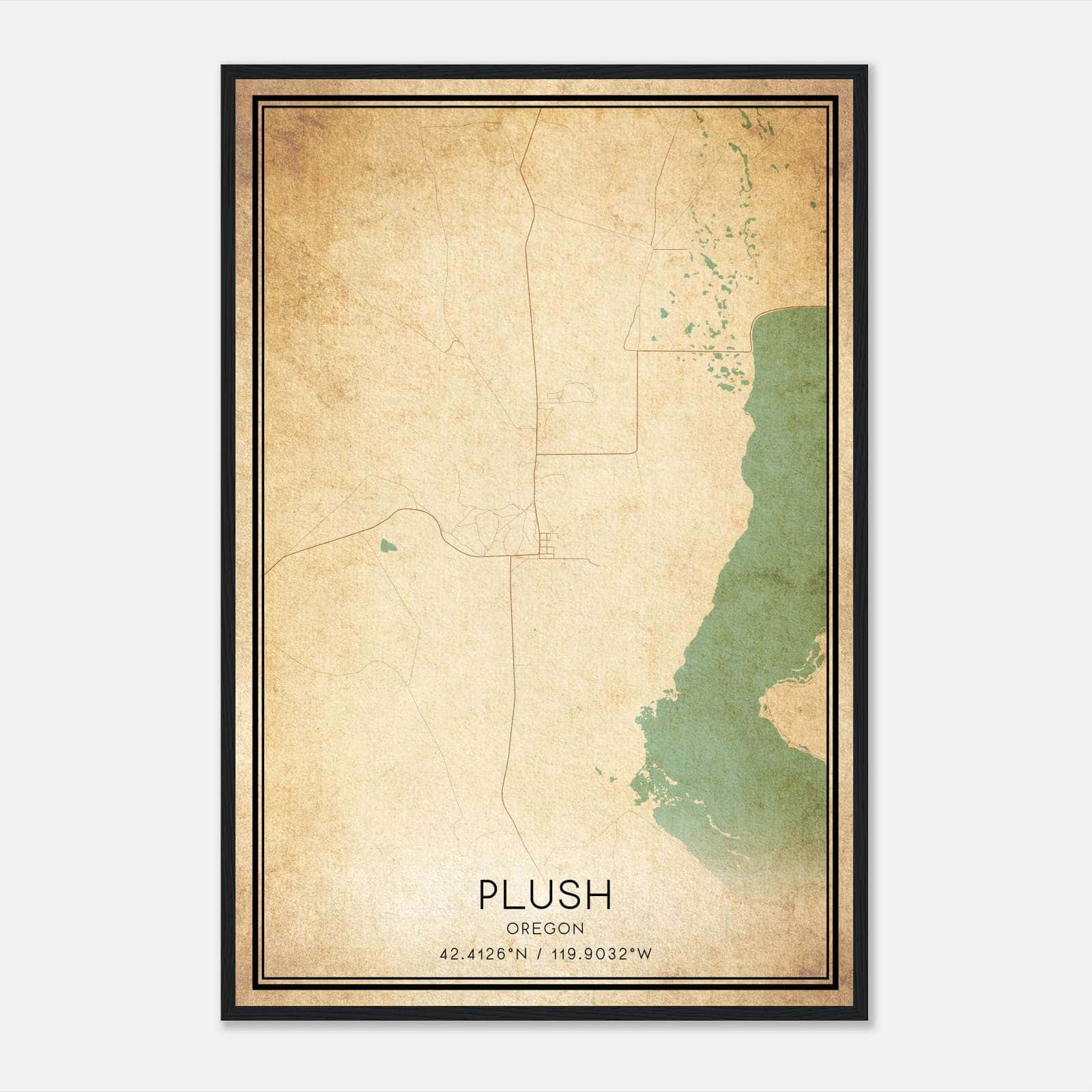 Vintage Plush Oregon Map Poster, Plush OR City Road Wall Art Print Vintage Plush Oregon Map Poster, Plush OR City Road Wall Art Print