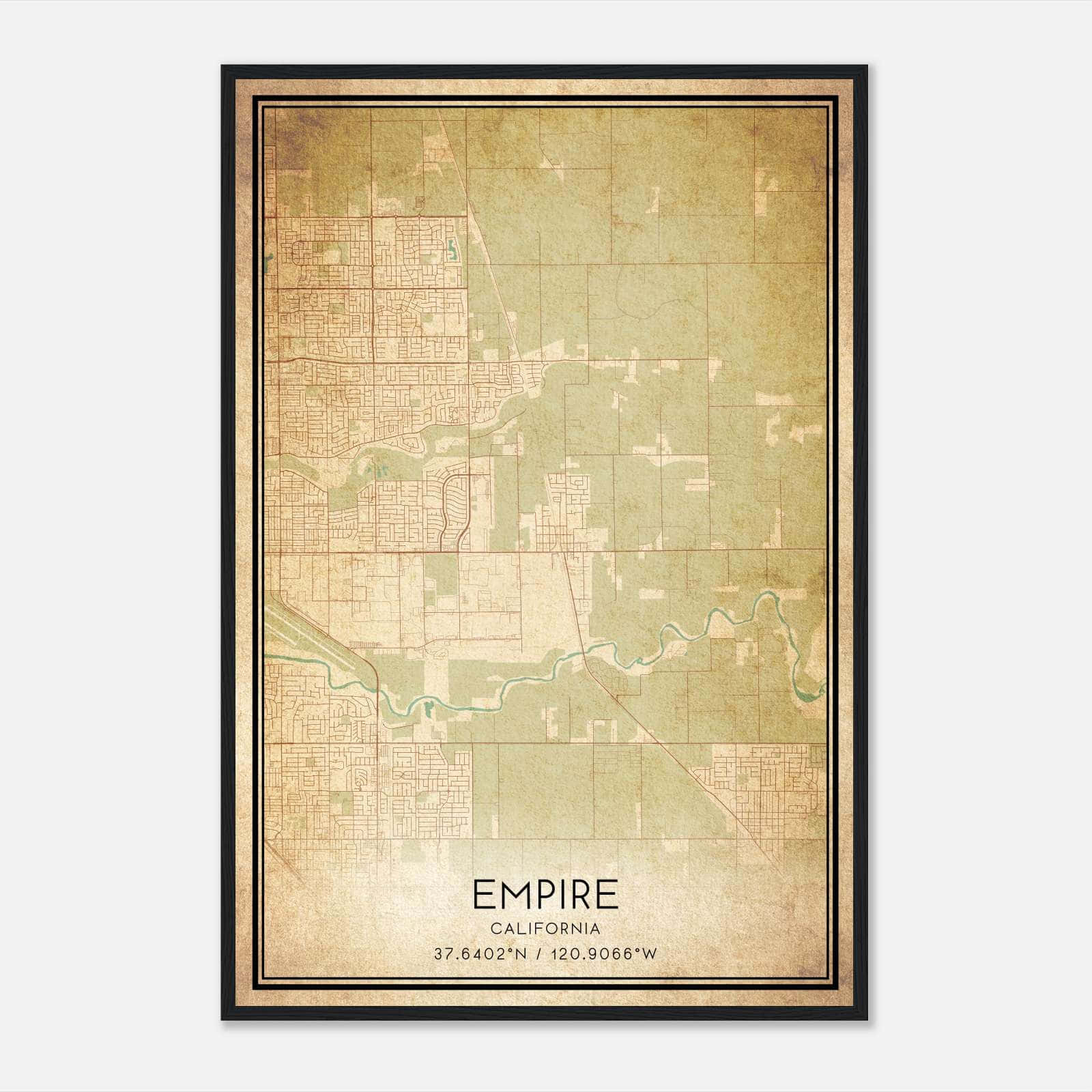 Vintage Empire California Map Poster, Empire CA City Road Wall Art Print Vintage Empire California Map Poster, Empire CA City Road Wall Art Print