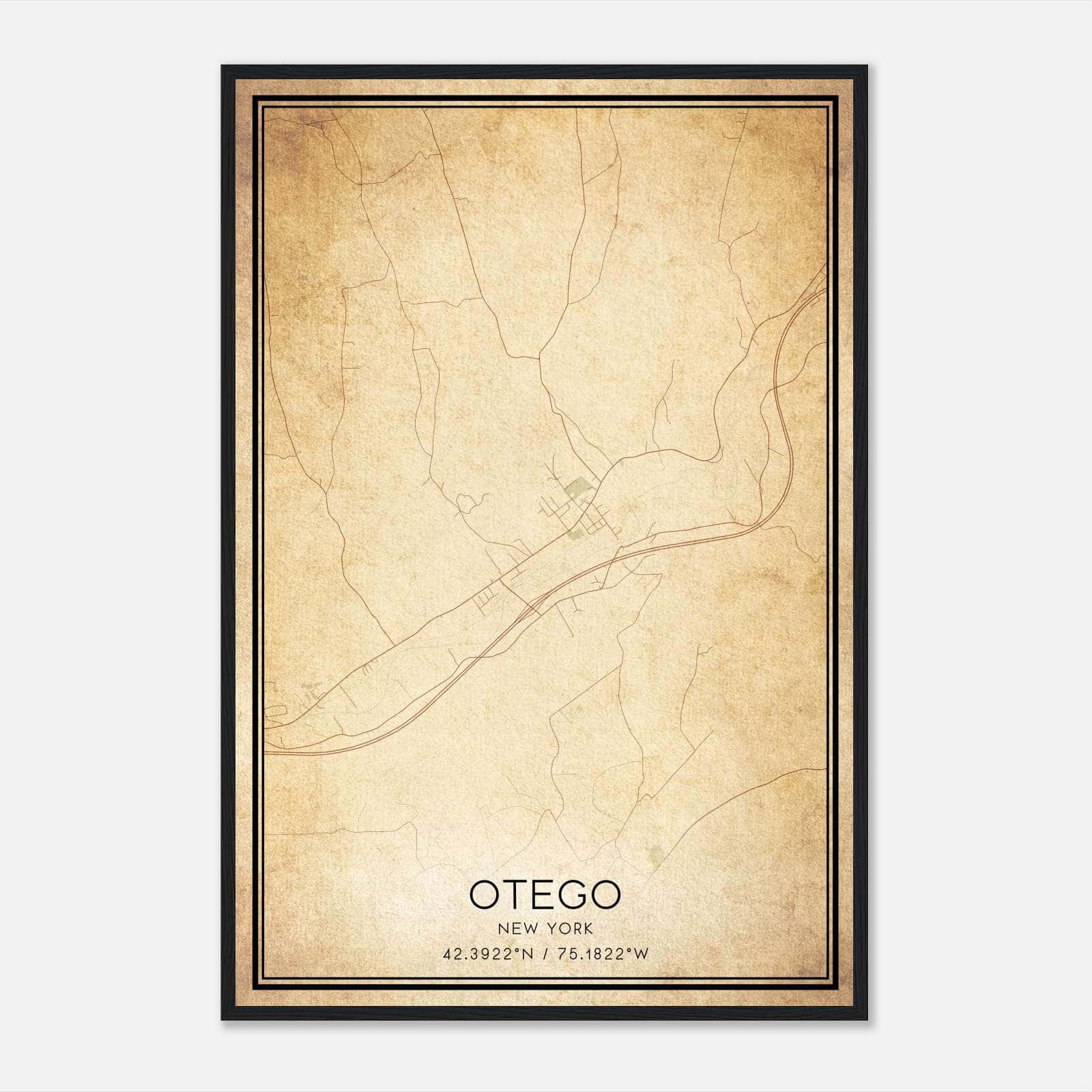 Vintage Otego New York Map Poster, Otego NY City Road Wall Art Print Vintage Otego New York Map Poster, Otego NY City Road Wall Art Print