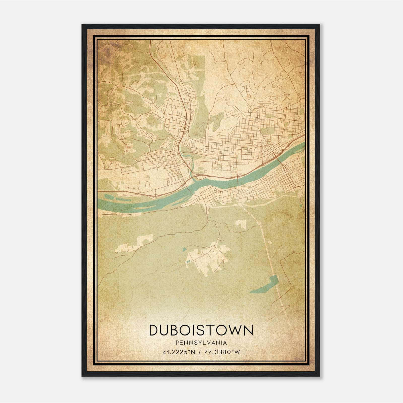 Vintage Duboistown Pennsylvania Map Poster, Duboistown PA City Road Wall Art Print Vintage Duboistown Pennsylvania Map Poster, Duboistown PA City Road Wall Art Print