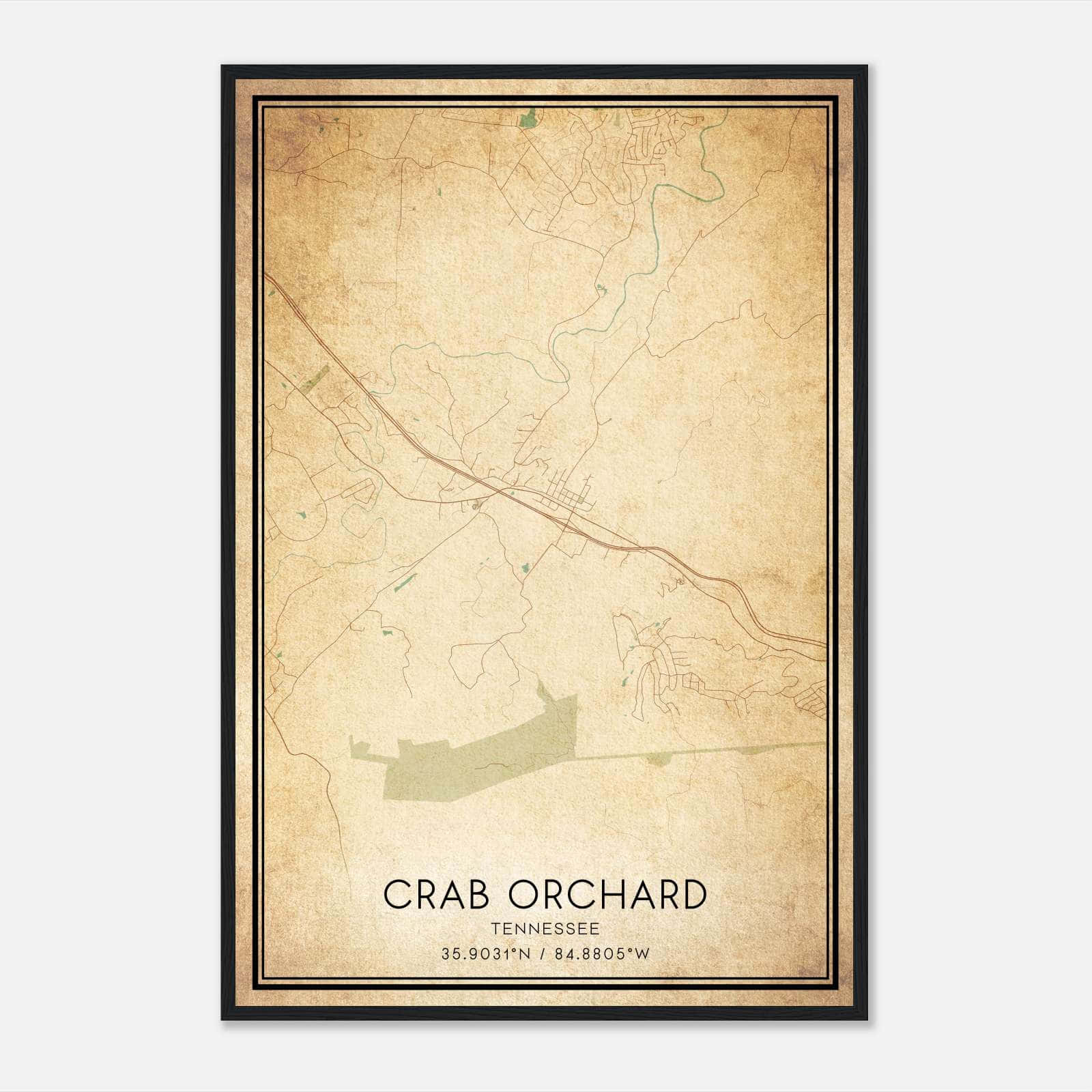 Vintage Crab Orchard Tennessee Map Poster, Crab Orchard TN City Road Wall Art Print Vintage Crab Orchard Tennessee Map Poster, Crab Orchard TN City Road Wall Art Print