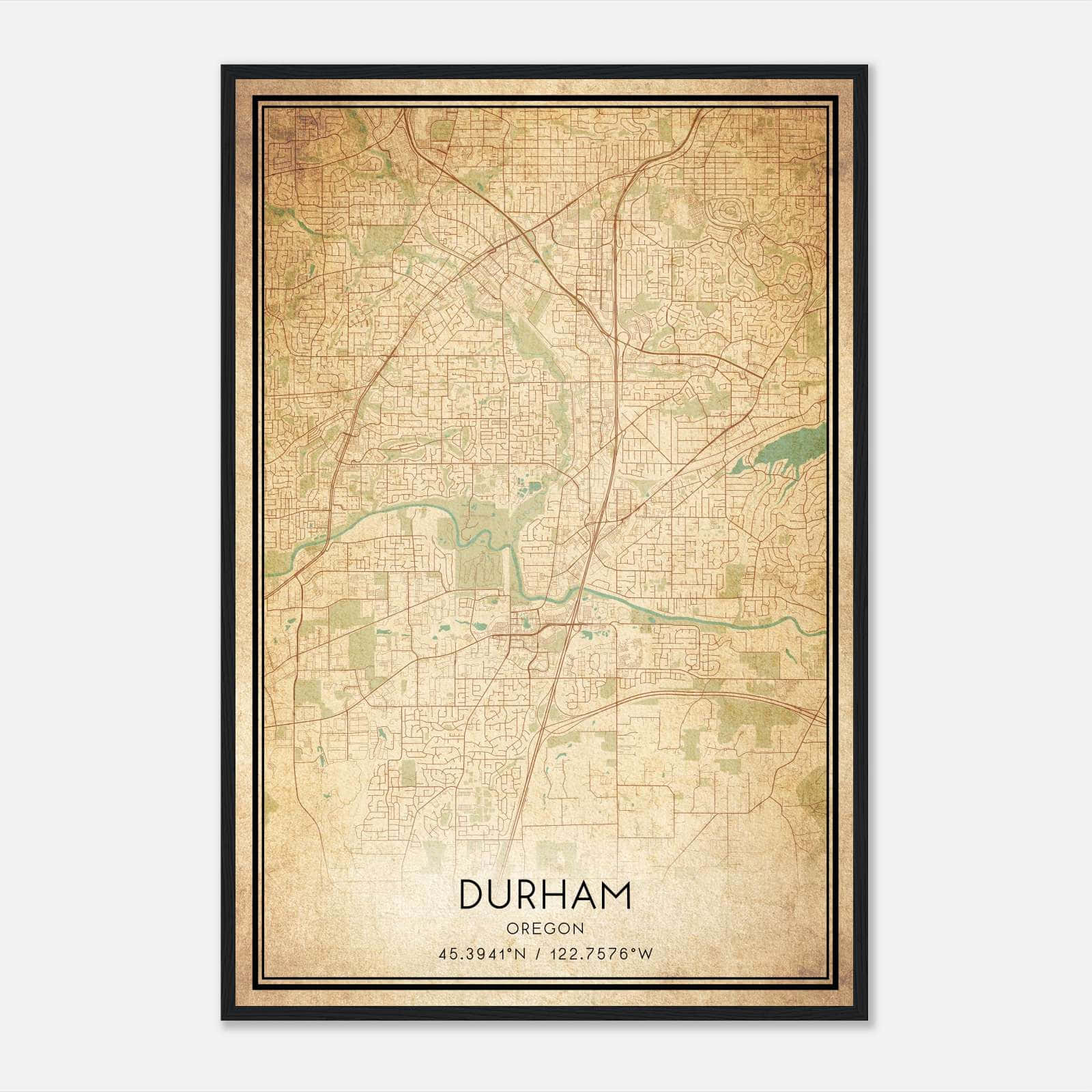 Vintage Durham Oregon Map Poster, Durham OR City Road Wall Art Print Vintage Durham Oregon Map Poster, Durham OR City Road Wall Art Print