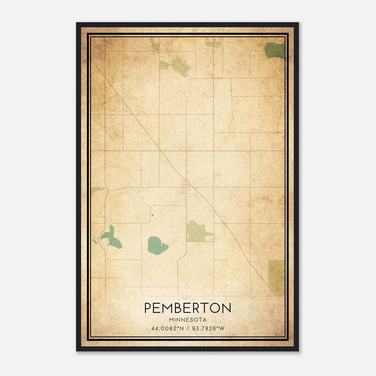 Vintage Pemberton Minnesota Map Poster, Pemberton MN City Road Wall Art Print Vintage Pemberton Minnesota Map Poster, Pemberton MN City Road Wall Art Print