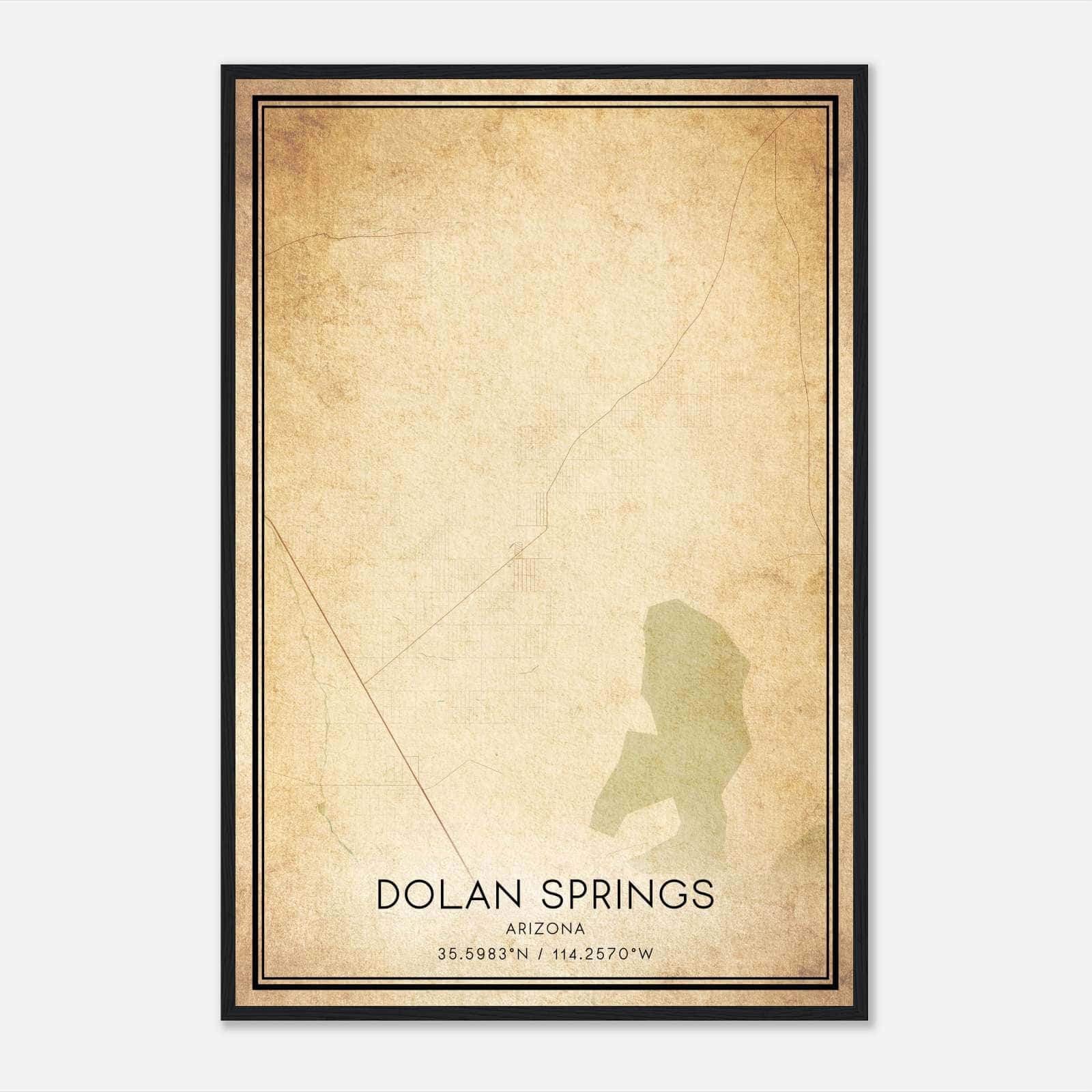 Vintage Dolan Springs Arizona Map Poster, Dolan Springs AZ City Road Wall Art Print Vintage Dolan Springs Arizona Map Poster, Dolan Springs AZ City Road Wall Art Print