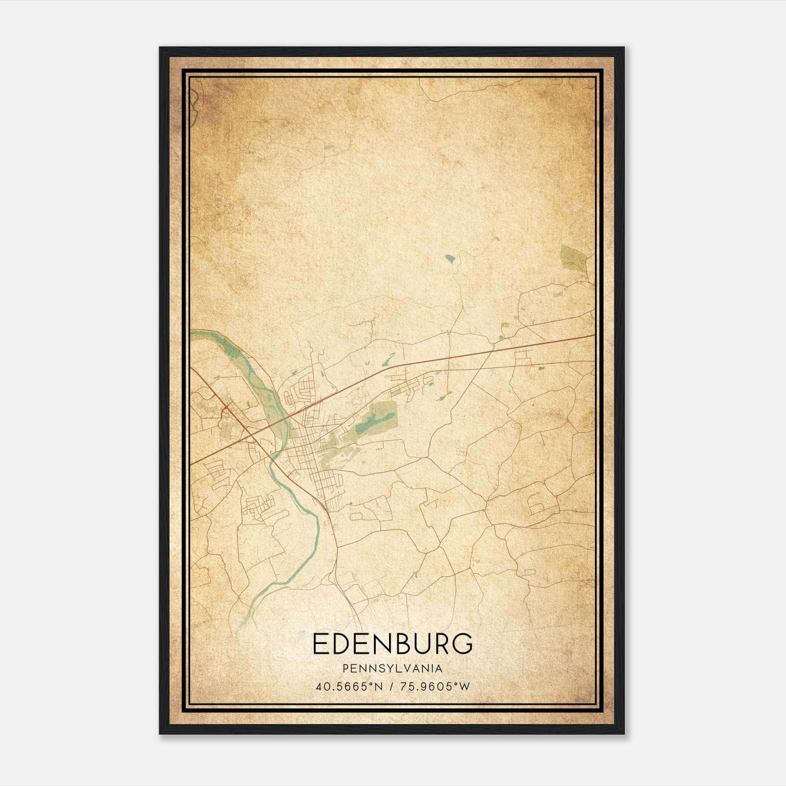 Vintage Edenburg Pennsylvania Map Poster, Edenburg PA City Road Wall Art Print Vintage Edenburg Pennsylvania Map Poster, Edenburg PA City Road Wall Art Print