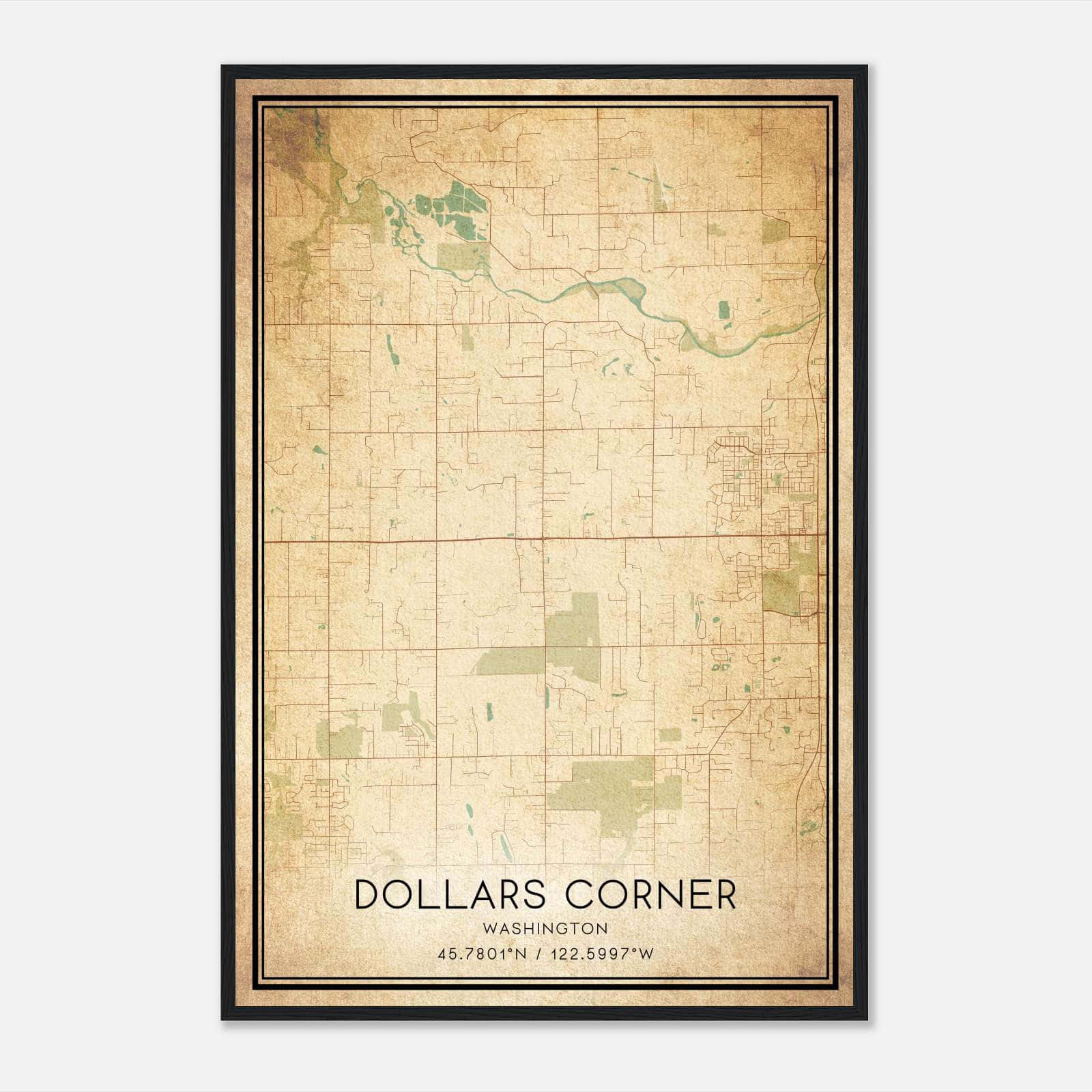Vintage Dollars Corner Washington Map Poster, Dollars Corner WA City Road Wall Art Print Vintage Dollars Corner Washington Map Poster, Dollars Corner WA City Road Wall Art Print
