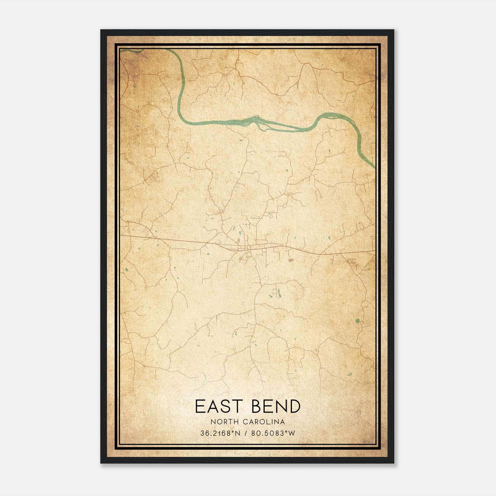 Vintage East Bend North Carolina Map Poster, East Bend NC City Road Wall Art Print Vintage East Bend North Carolina Map Poster, East Bend NC City Road Wall Art Print