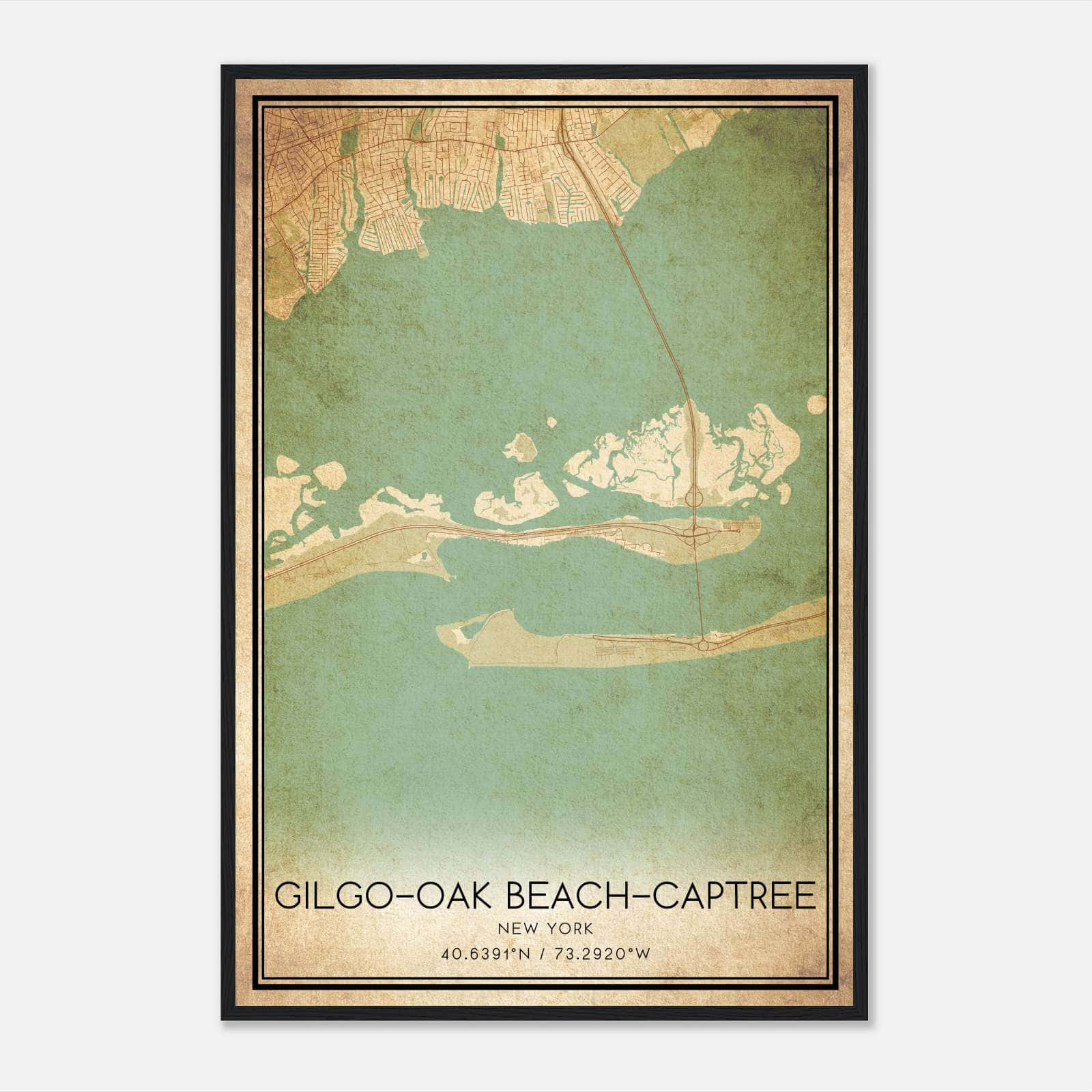 Vintage Gilgo-Oak Beach-Captree New York Map Poster, Gilgo-Oak Beach-Captree NY City Road Wall Art Print Vintage Gilgo-Oak Beach-Captree New York Map Poster, Gilgo-Oak Beach-Captree NY City Road Wall Art Print