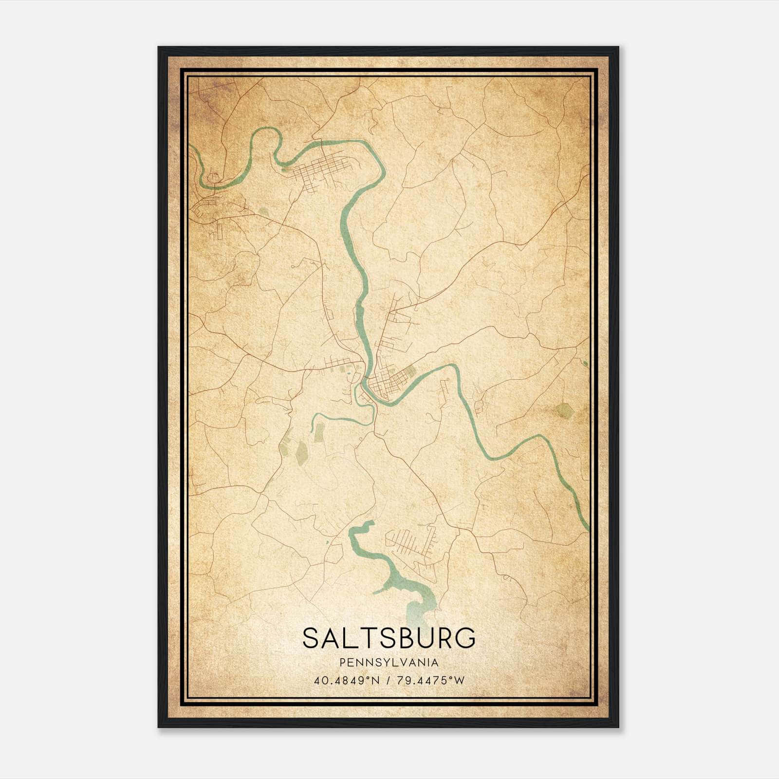 Vintage Saltsburg Pennsylvania Map Poster, Saltsburg PA City Road Wall Art Print Vintage Saltsburg Pennsylvania Map Poster, Saltsburg PA City Road Wall Art Print