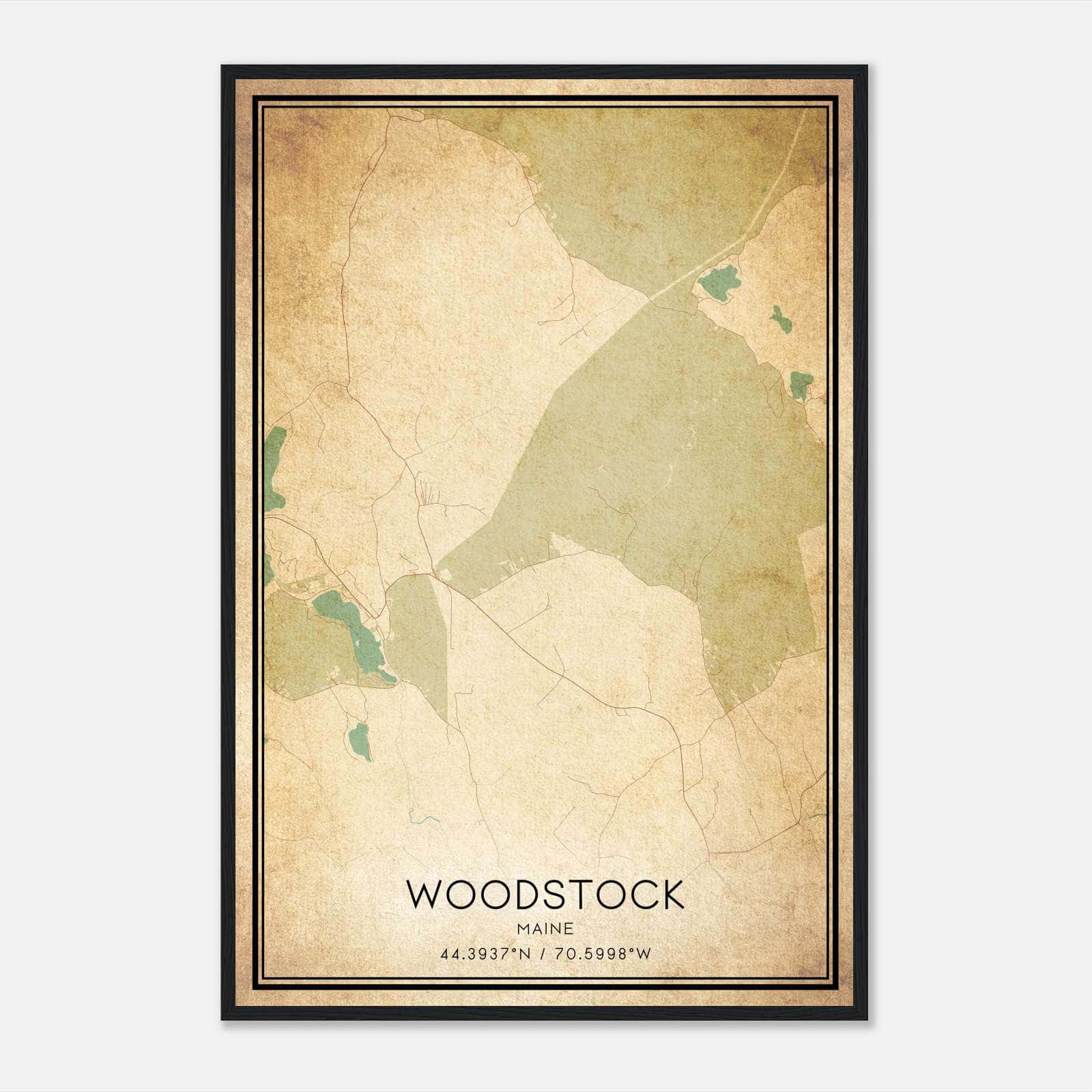 Vintage Woodstock Maine Map Poster, Woodstock ME City Road Wall Art Print Vintage Woodstock Maine Map Poster, Woodstock ME City Road Wall Art Print