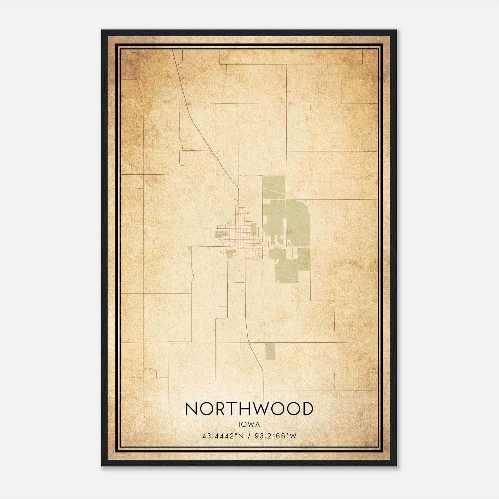 Vintage Northwood Iowa Map Poster, Northwood IA City Road Wall Art Print Vintage Northwood Iowa Map Poster, Northwood IA City Road Wall Art Print