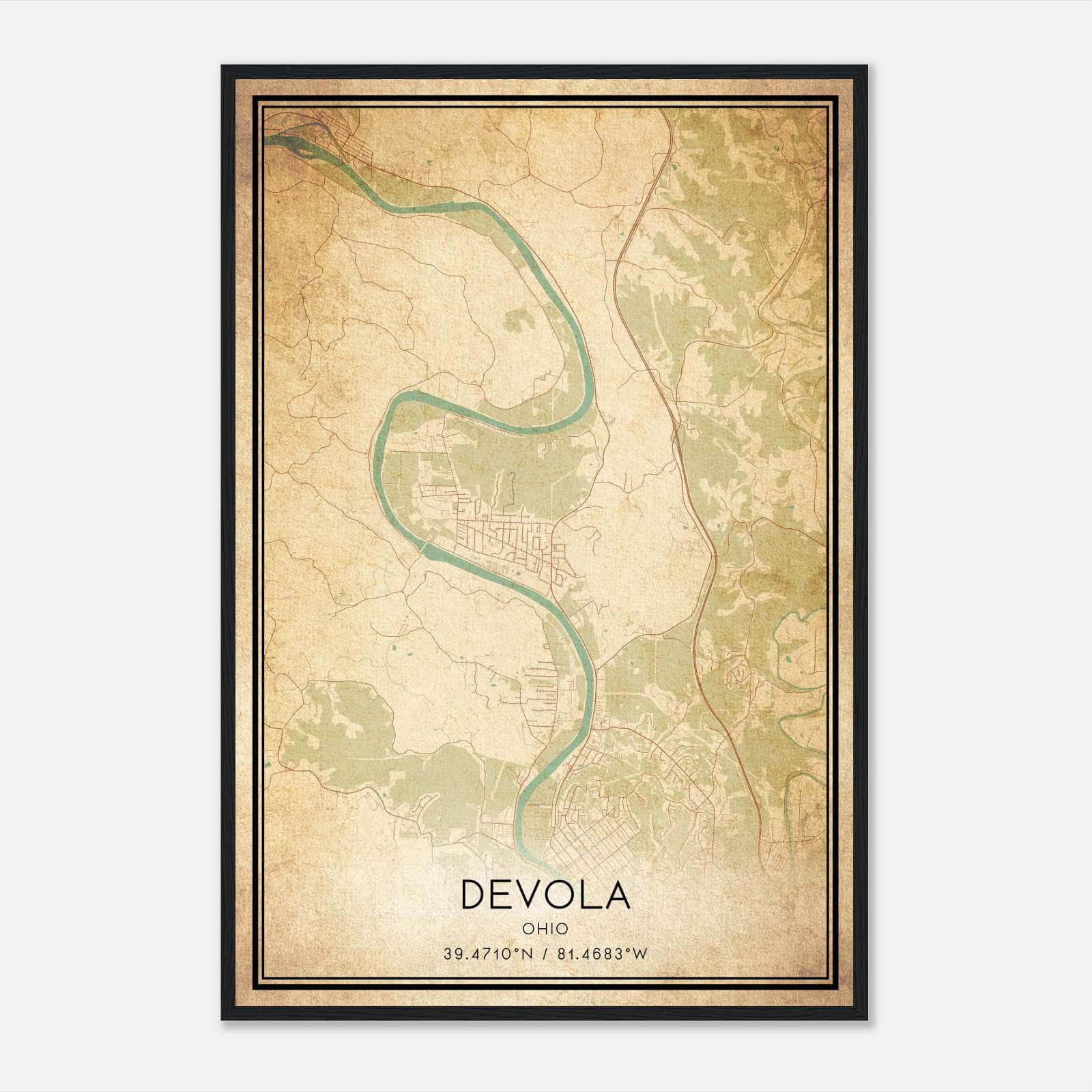 Vintage Devola Ohio Map Poster, Devola OH City Road Wall Art Print Vintage Devola Ohio Map Poster, Devola OH City Road Wall Art Print