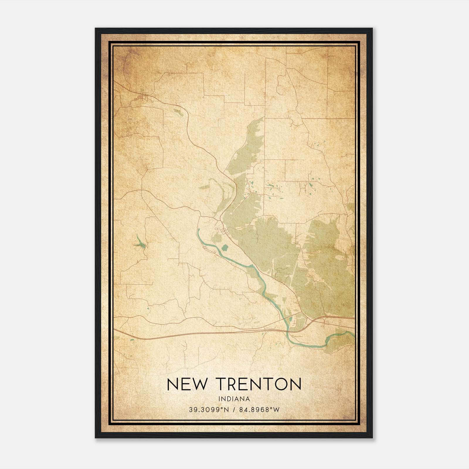 Vintage New Trenton Indiana Map Poster, New Trenton IN City Road Wall Art Print Vintage New Trenton Indiana Map Poster, New Trenton IN City Road Wall Art Print