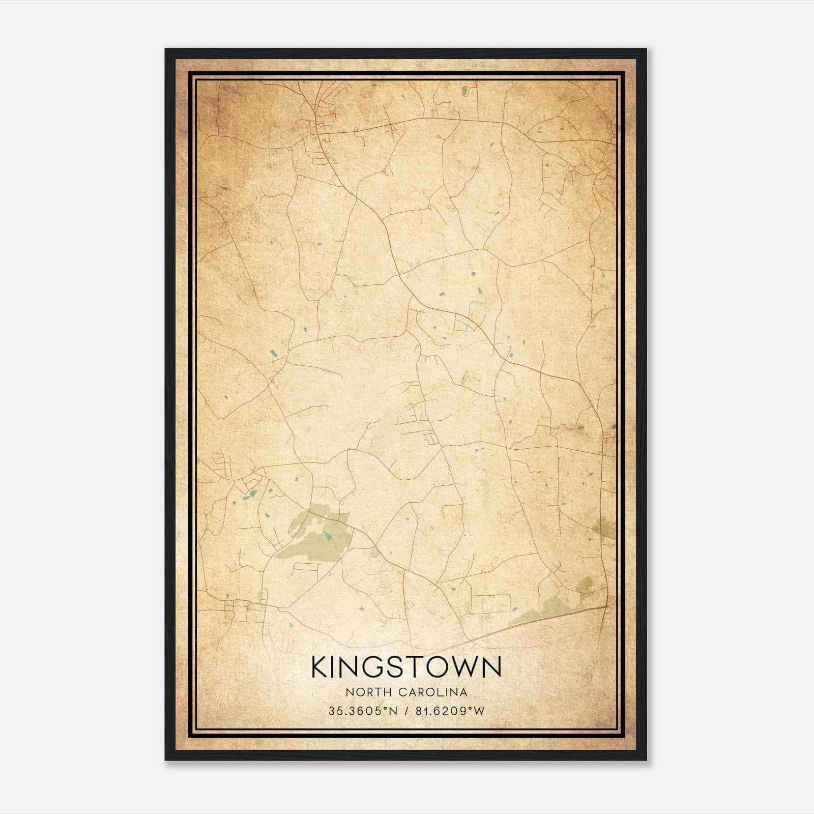 Vintage Kingstown North Carolina Map Poster, Kingstown NC City Road Wall Art Print Vintage Kingstown North Carolina Map Poster, Kingstown NC City Road Wall Art Print