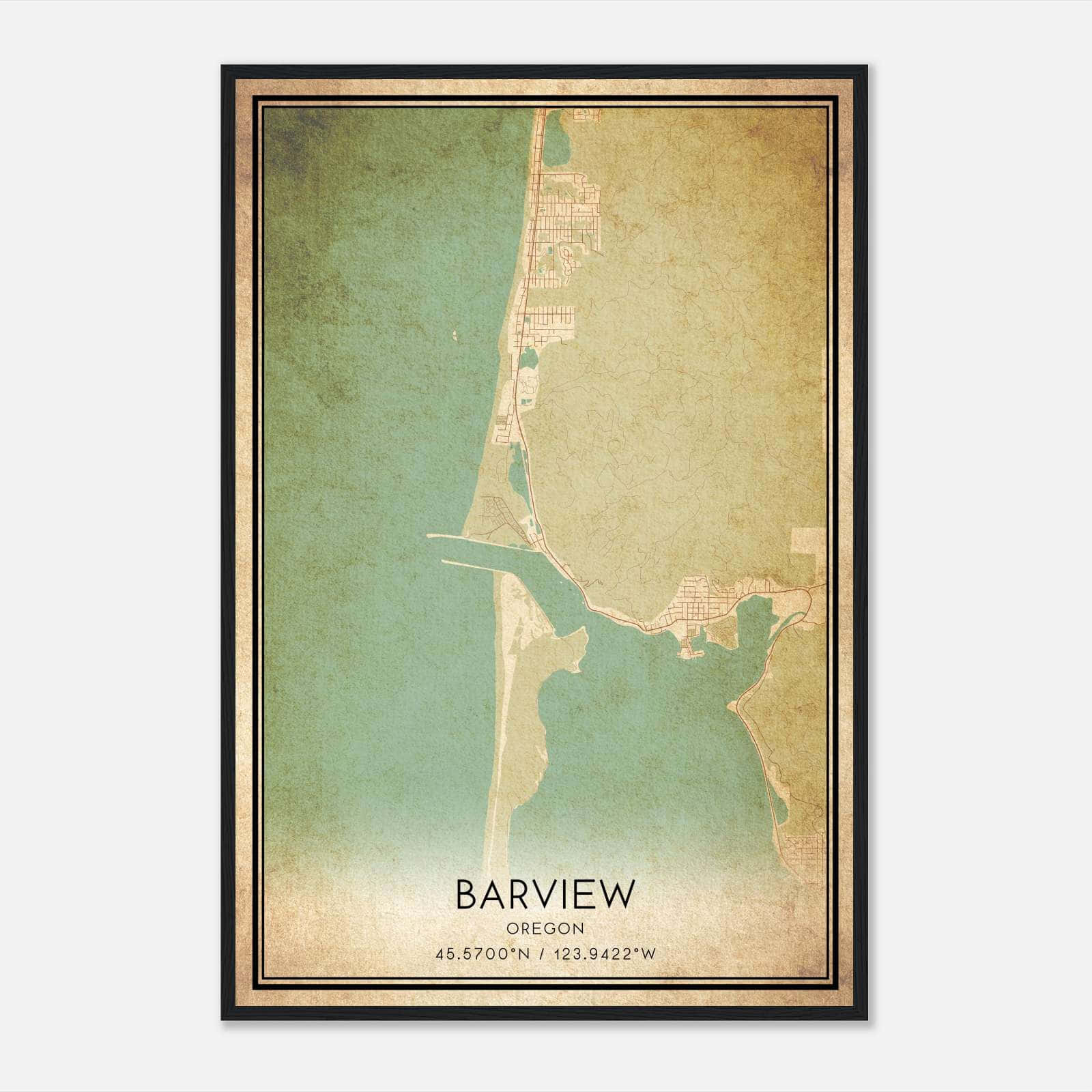 Vintage Barview Oregon Map Poster, Barview OR City Road Wall Art Print Vintage Barview Oregon Map Poster, Barview OR City Road Wall Art Print