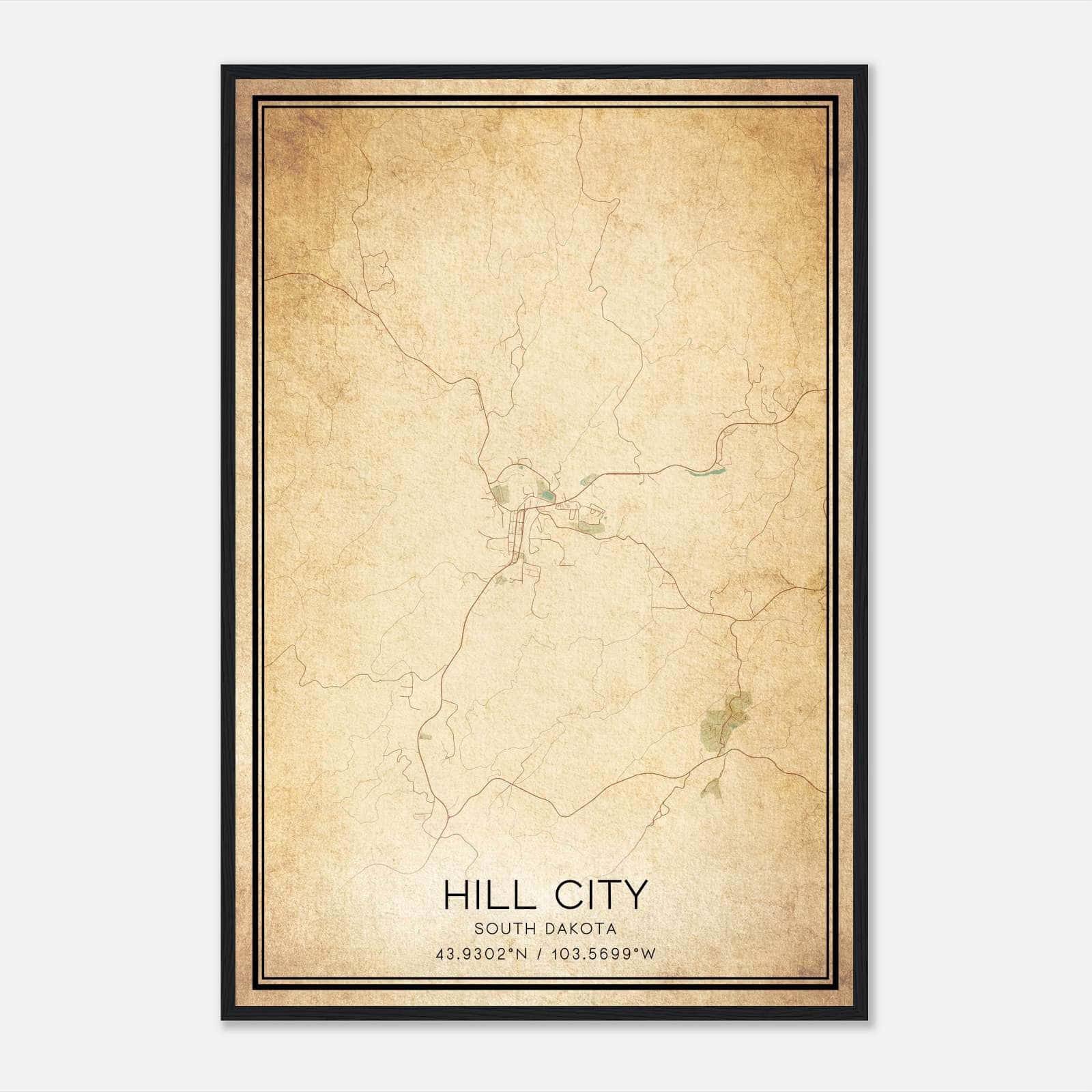 Vintage Hill City South Dakota Map Poster, Hill City SD City Road Wall Art Print Vintage Hill City South Dakota Map Poster, Hill City SD City Road Wall Art Print
