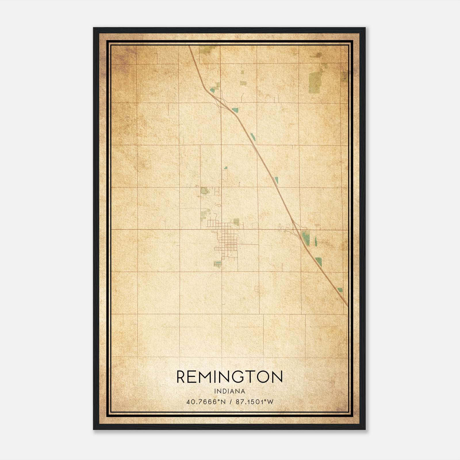 Vintage Remington Indiana Map Poster, Remington IN City Road Wall Art Print Vintage Remington Indiana Map Poster, Remington IN City Road Wall Art Print