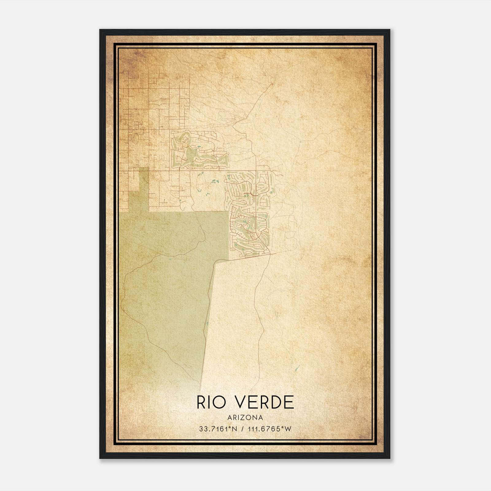 Vintage Rio Verde Arizona Map Poster, Rio Verde AZ City Road Wall Art Print Vintage Rio Verde Arizona Map Poster, Rio Verde AZ City Road Wall Art Print