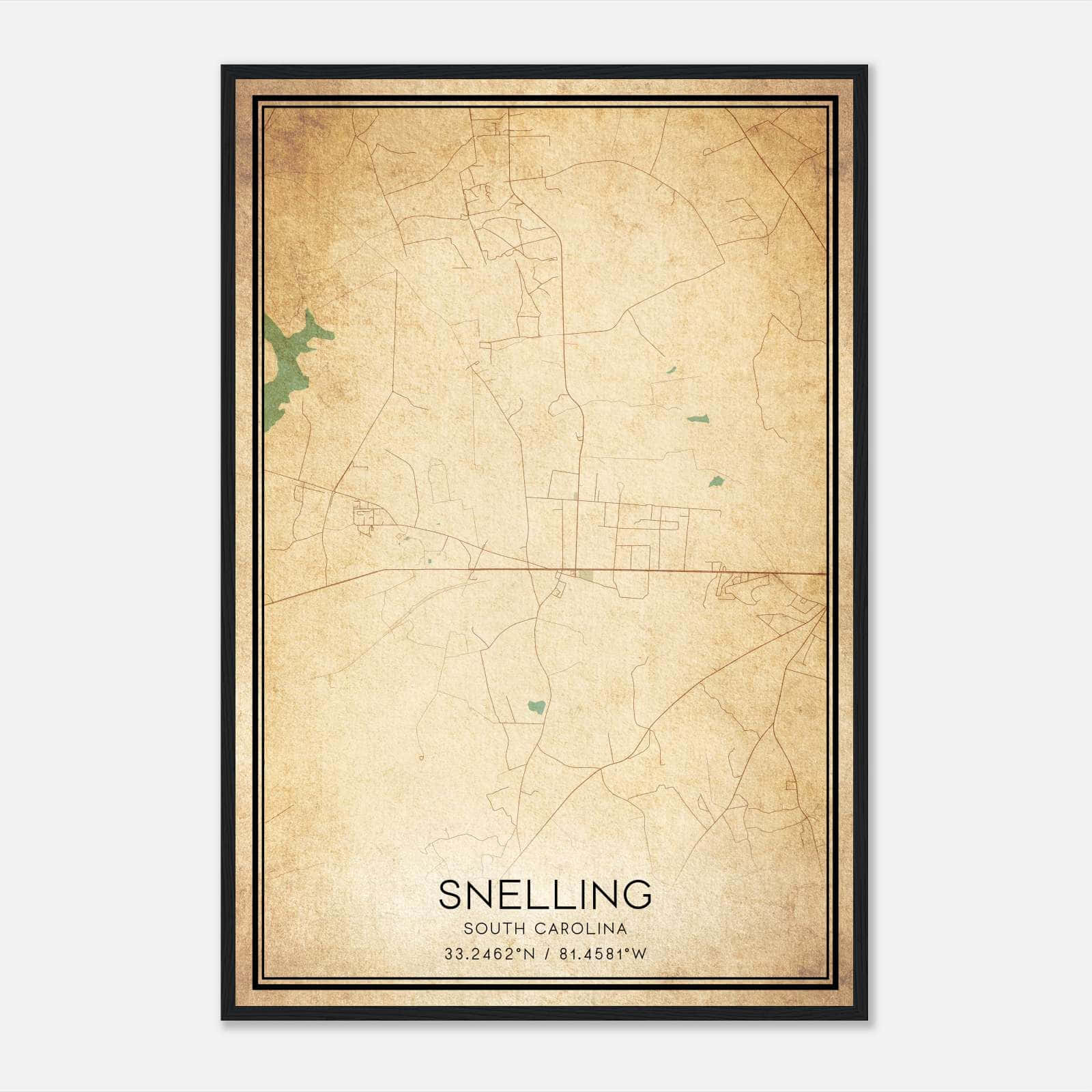 Vintage Snelling South Carolina Map Poster, Snelling SC City Road Wall Art Print Vintage Snelling South Carolina Map Poster, Snelling SC City Road Wall Art Print