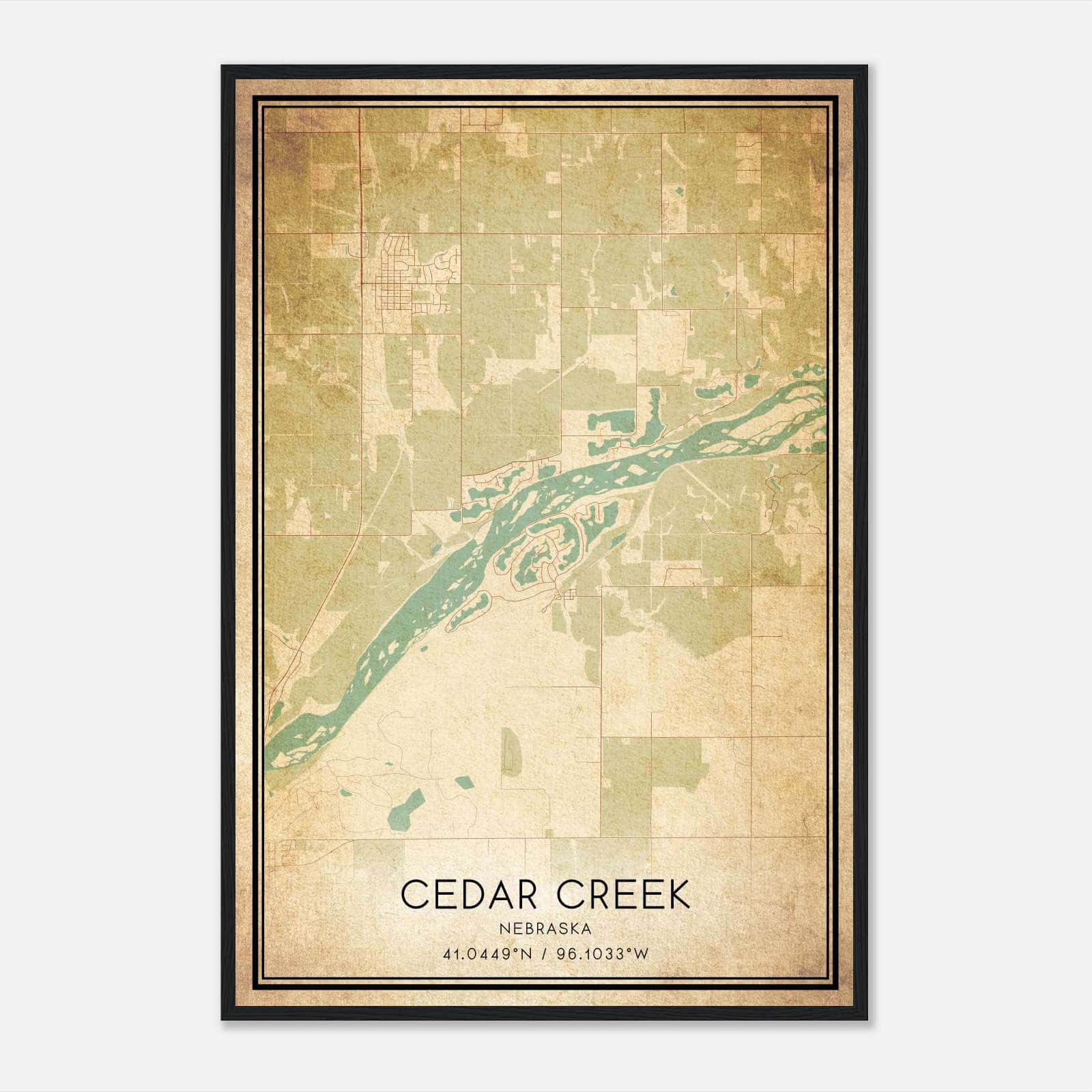 Vintage Cedar Creek Nebraska Map Poster, Cedar Creek NE City Road Wall Art Print Vintage Cedar Creek Nebraska Map Poster, Cedar Creek NE City Road Wall Art Print