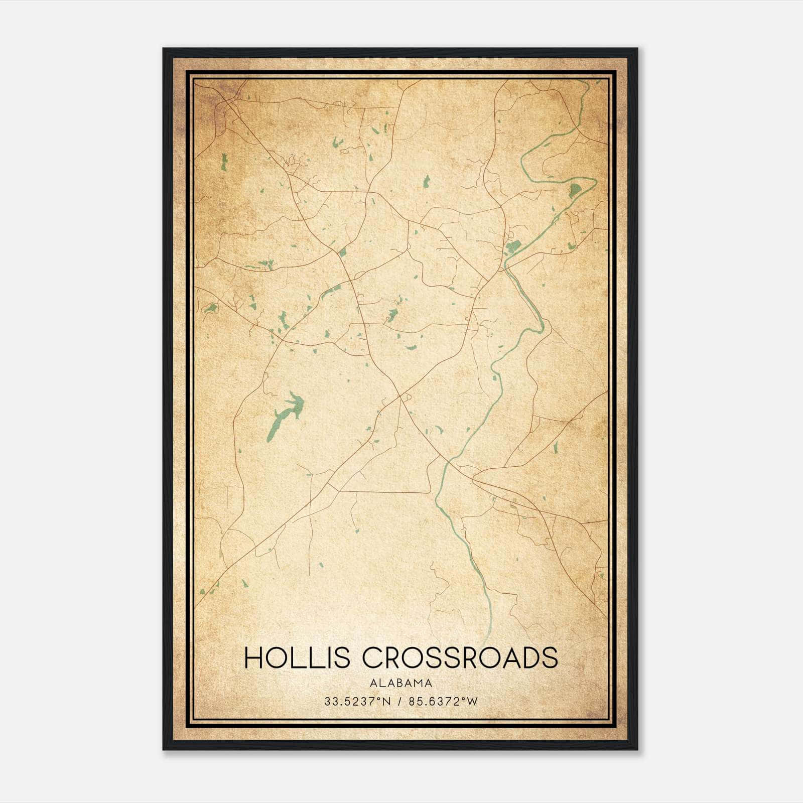 Vintage Hollis Crossroads Alabama Map Poster, Hollis Crossroads AL City Road Wall Art Print Vintage Hollis Crossroads Alabama Map Poster, Hollis Crossroads AL City Road Wall Art Print
